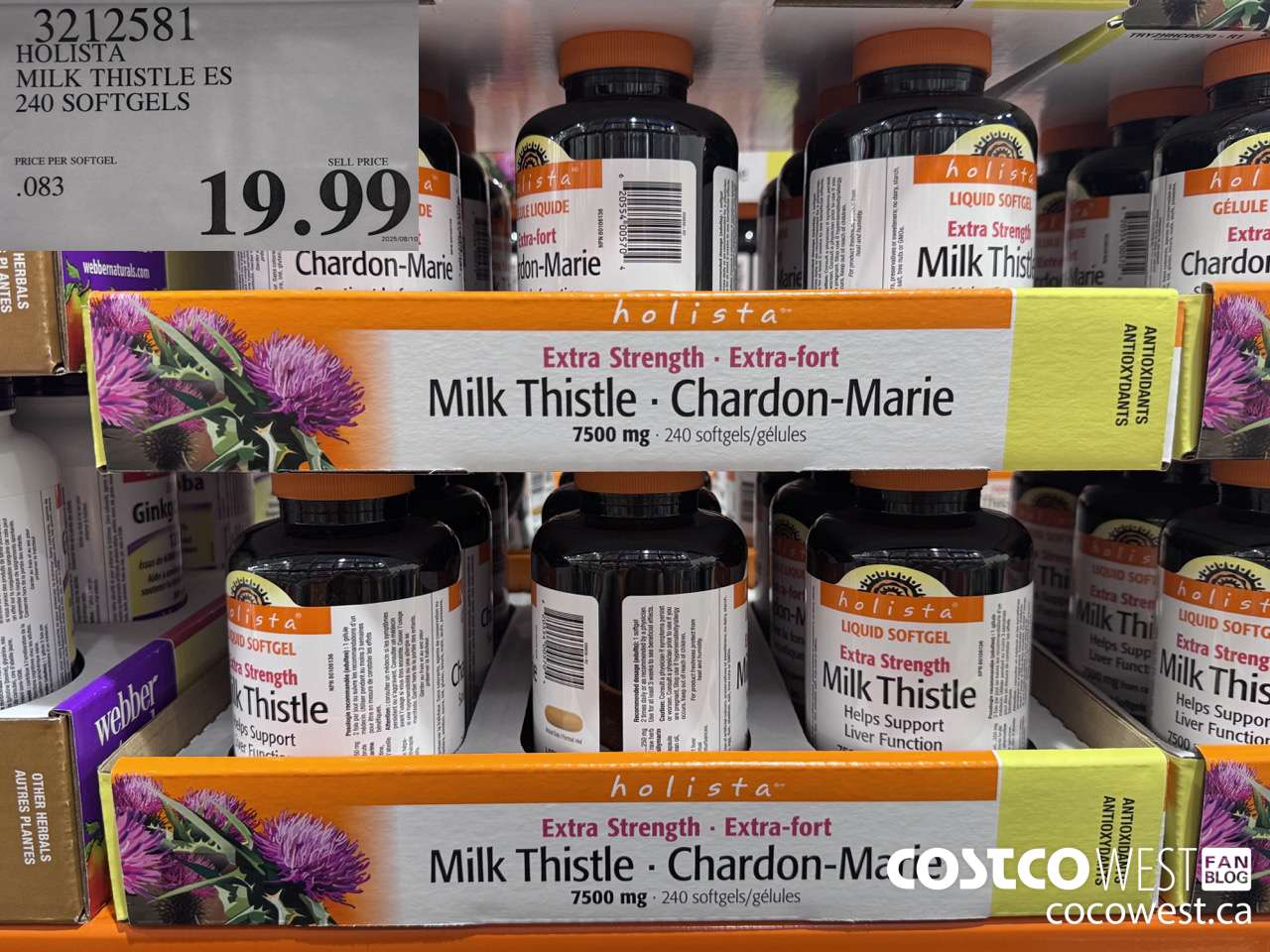 3212581 HOLISTA MILK THISTLE ES 250 mg 240 softgels $19.99