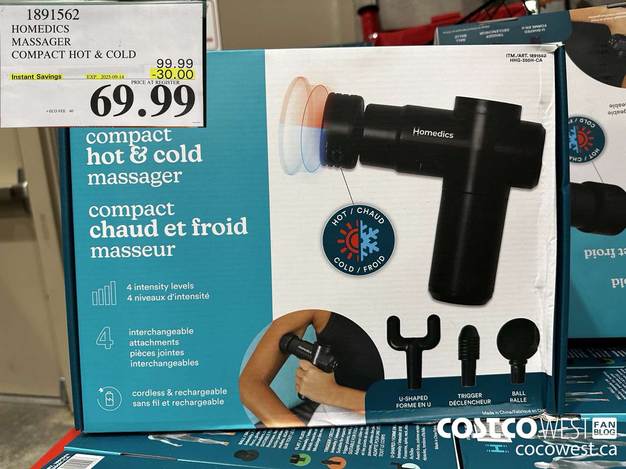 1891562 HOMEDICS MASSAGER COMPACT HOT & COLD ($30.00 INSTANT SAVINGS EXPIRES ON 2025-09-14) $69.99