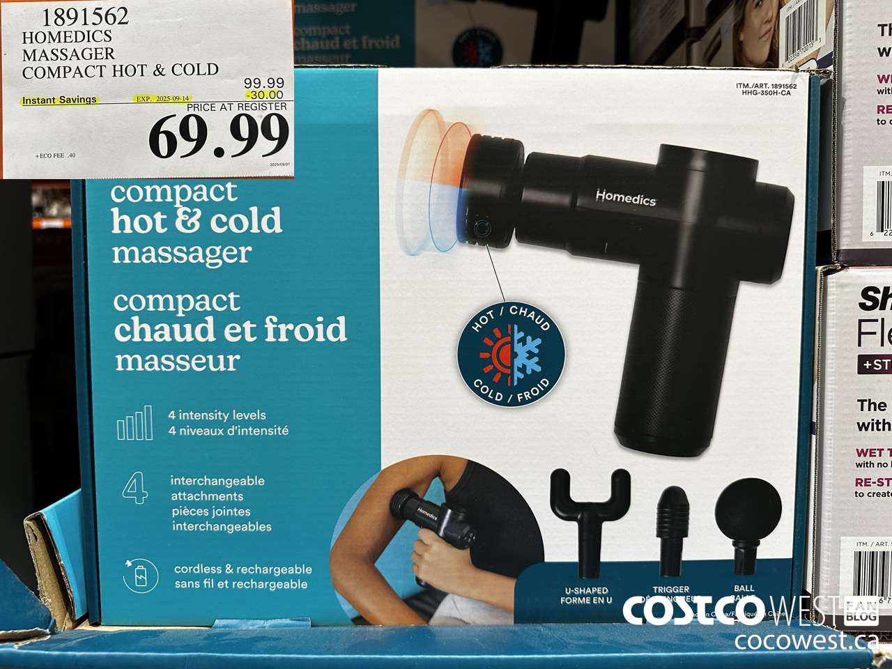 1891562 HOMEDICS MASSAGER COMPACT HOT & COLD ($30.00 INSTANT SAVINGS EXPIRES ON 2025-09-14) $69.99