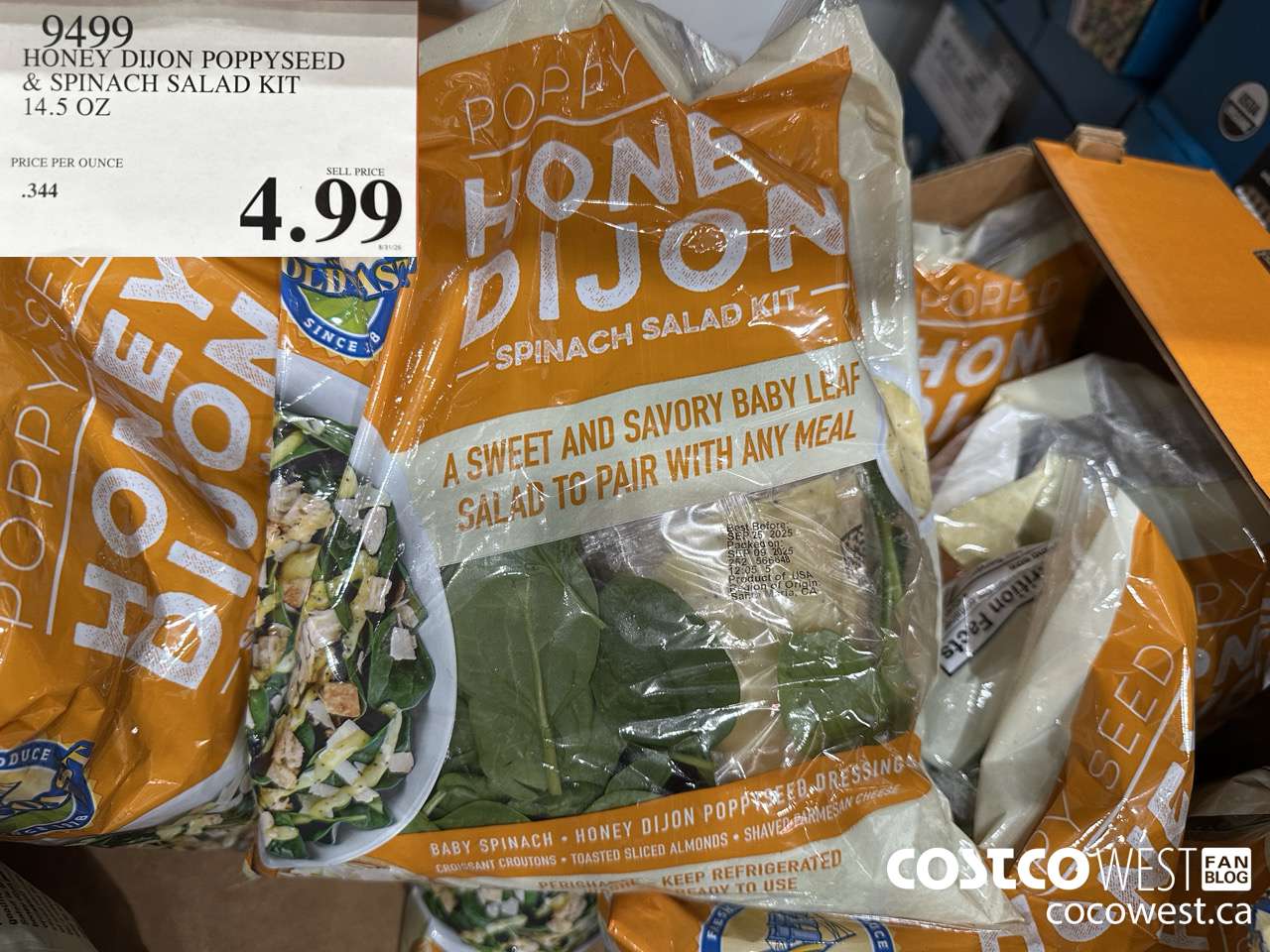 9499 HONEY DIJON POPPYSEED & SPINACH SALAD KIT 14.5 OZ $4.99