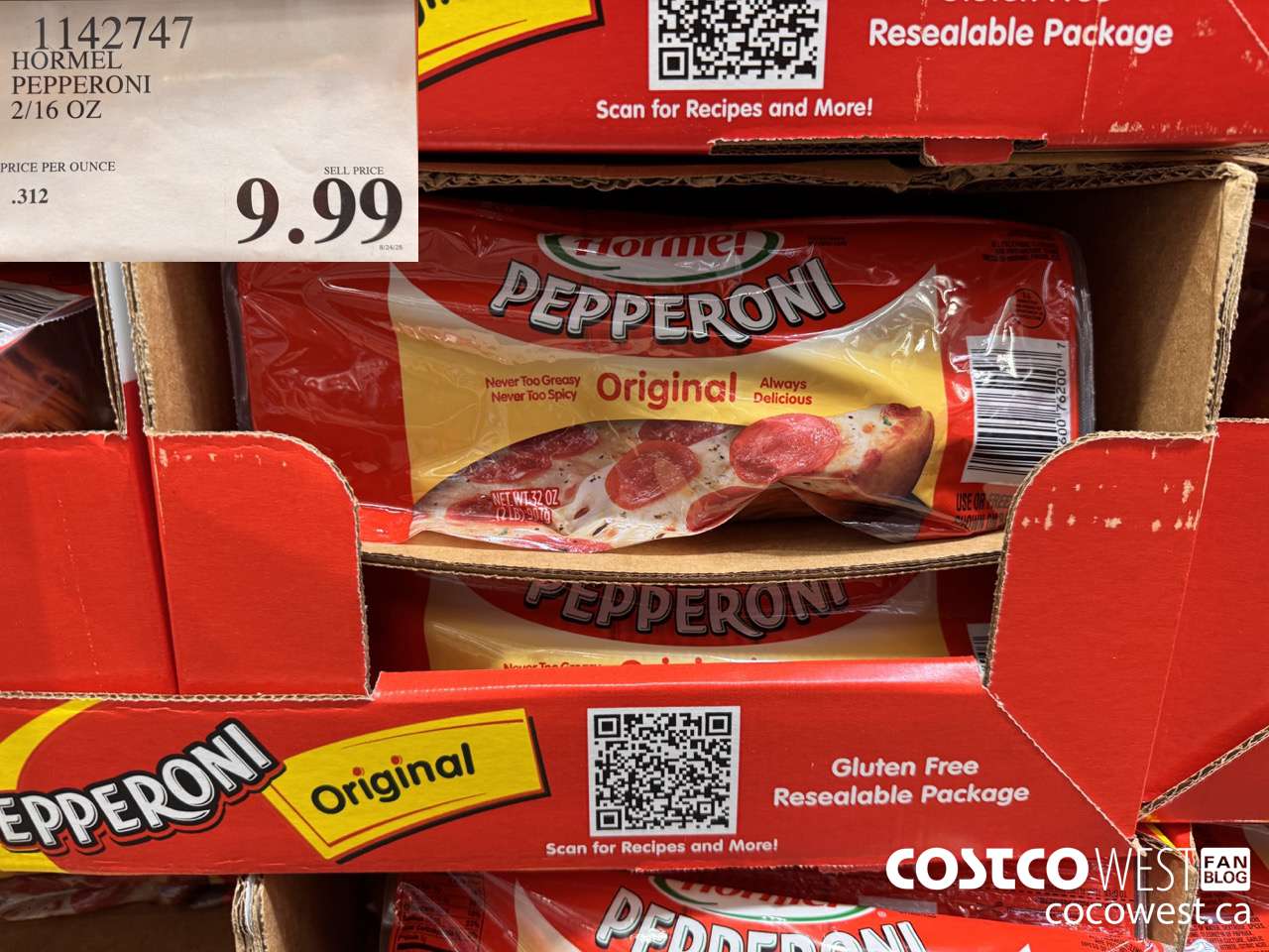 1142747 HORMEL PEPPERONI 2/16 OZ $9.99