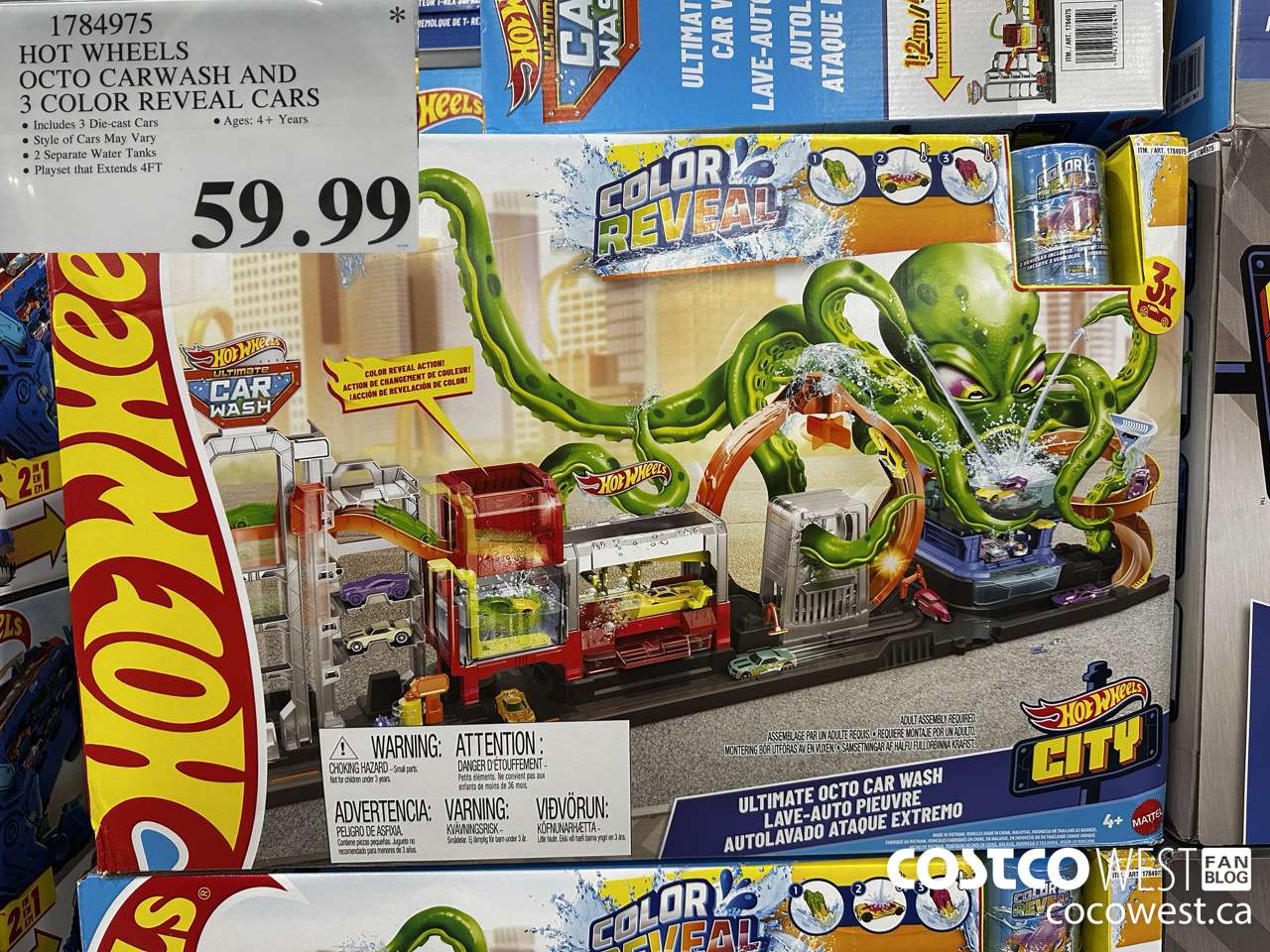 1784975 HOT WHEELS OCTO CARWASH AND 3 COLOR REVEAL CARS $59.99