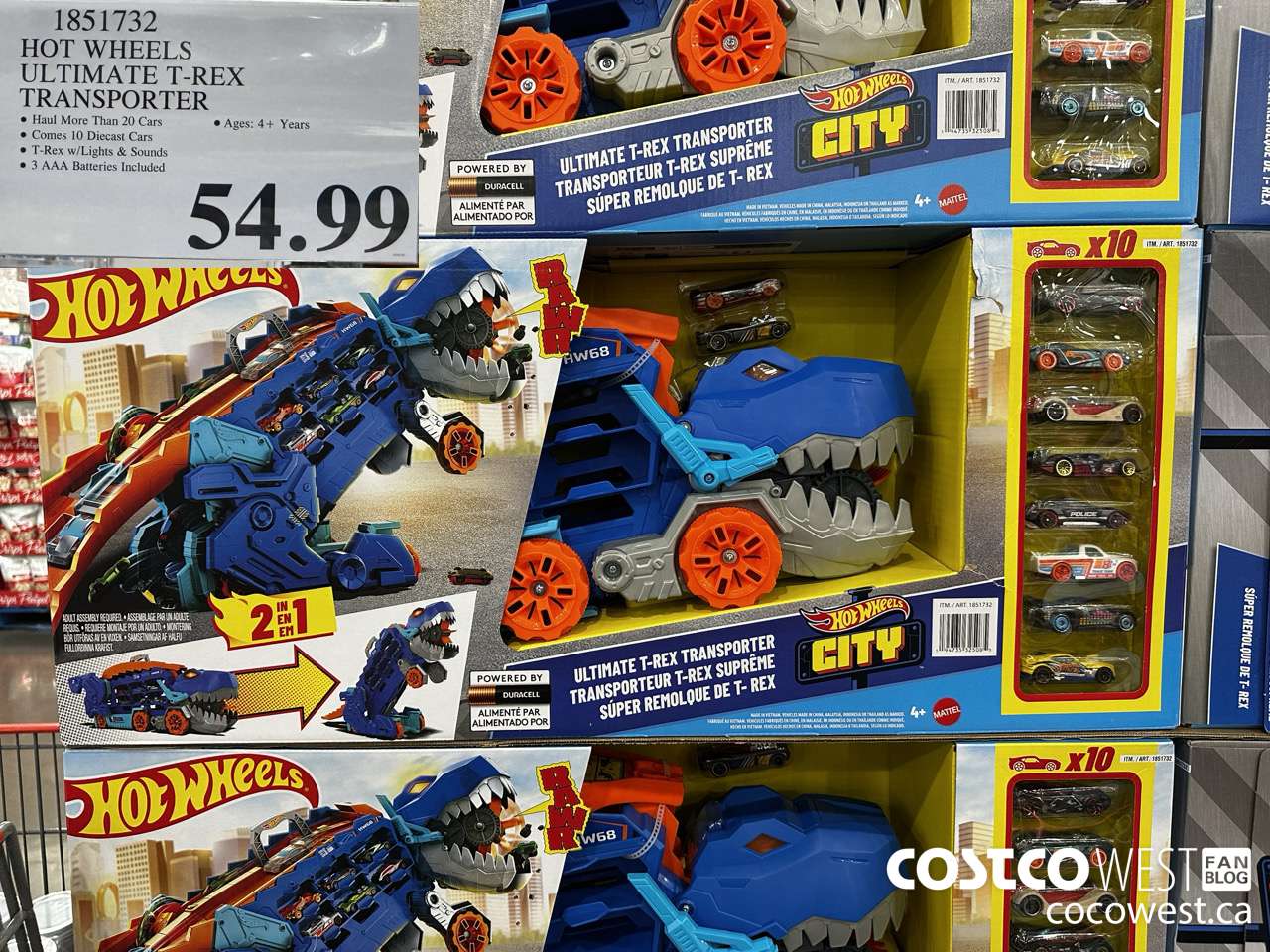 1851732 HOT WHEELS ULTIMATE T-REX TRANSPORTER $54.99