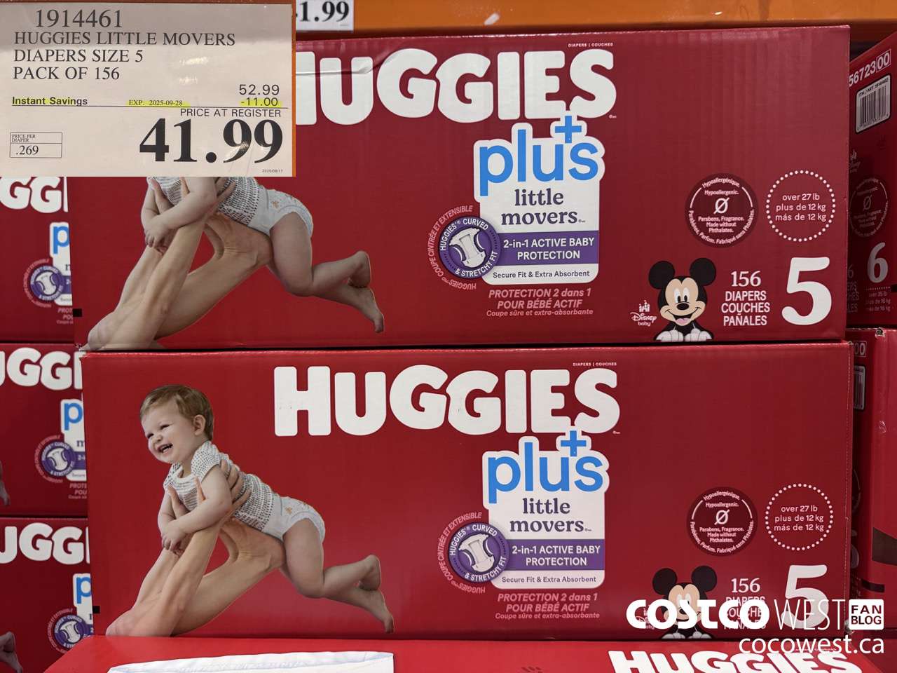 1914461 HUGGIES LITTLE MOVERS DIAPERS SIZE 5 PACK OF 156 ($11.00 INSTANT SAVINGS EXPIRES ON 2025-09-28) $41.99