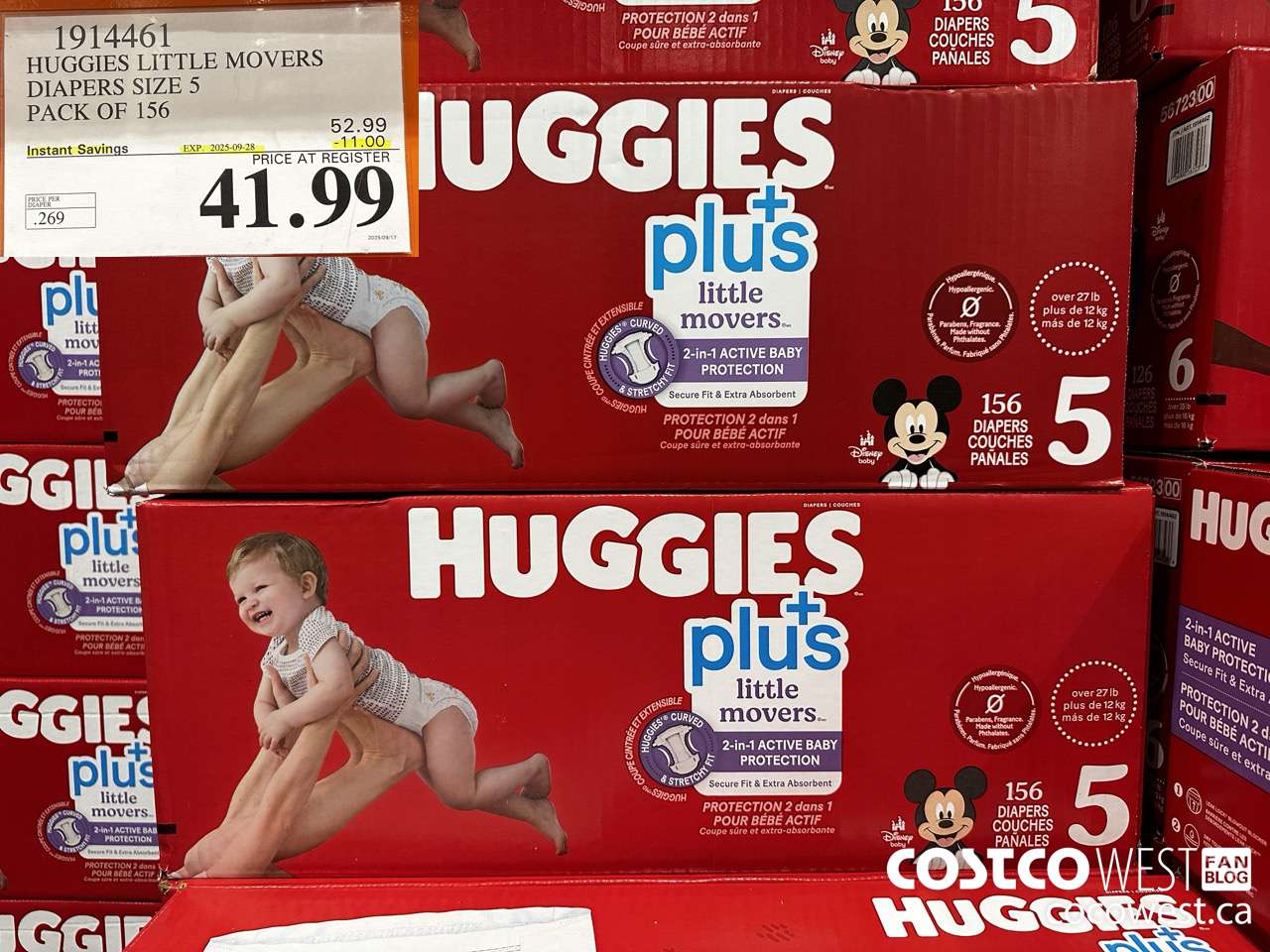 1914461 HUGGIES LITTLE MOVERS DIAPERS SIZE 5 PACK OF 156 ($11.00 INSTANT SAVINGS EXPIRES ON 2025-09-28) $41.99