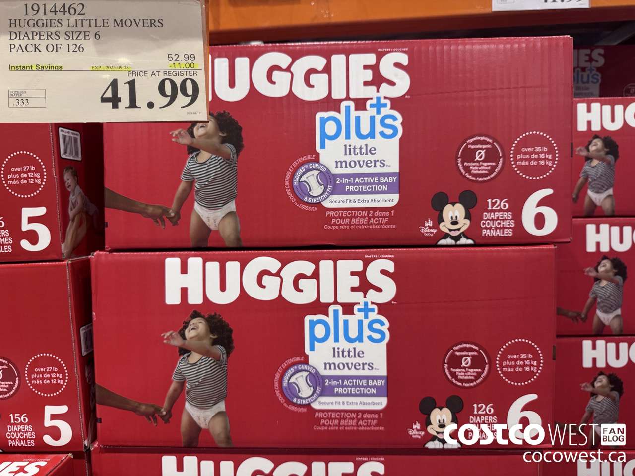1914462 HUGGIES LITTLE MOVERS DIAPERS SIZE 6 PACK OF 126 ($11.00 INSTANT SAVINGS EXPIRES ON 2025-09-28) $41.99
