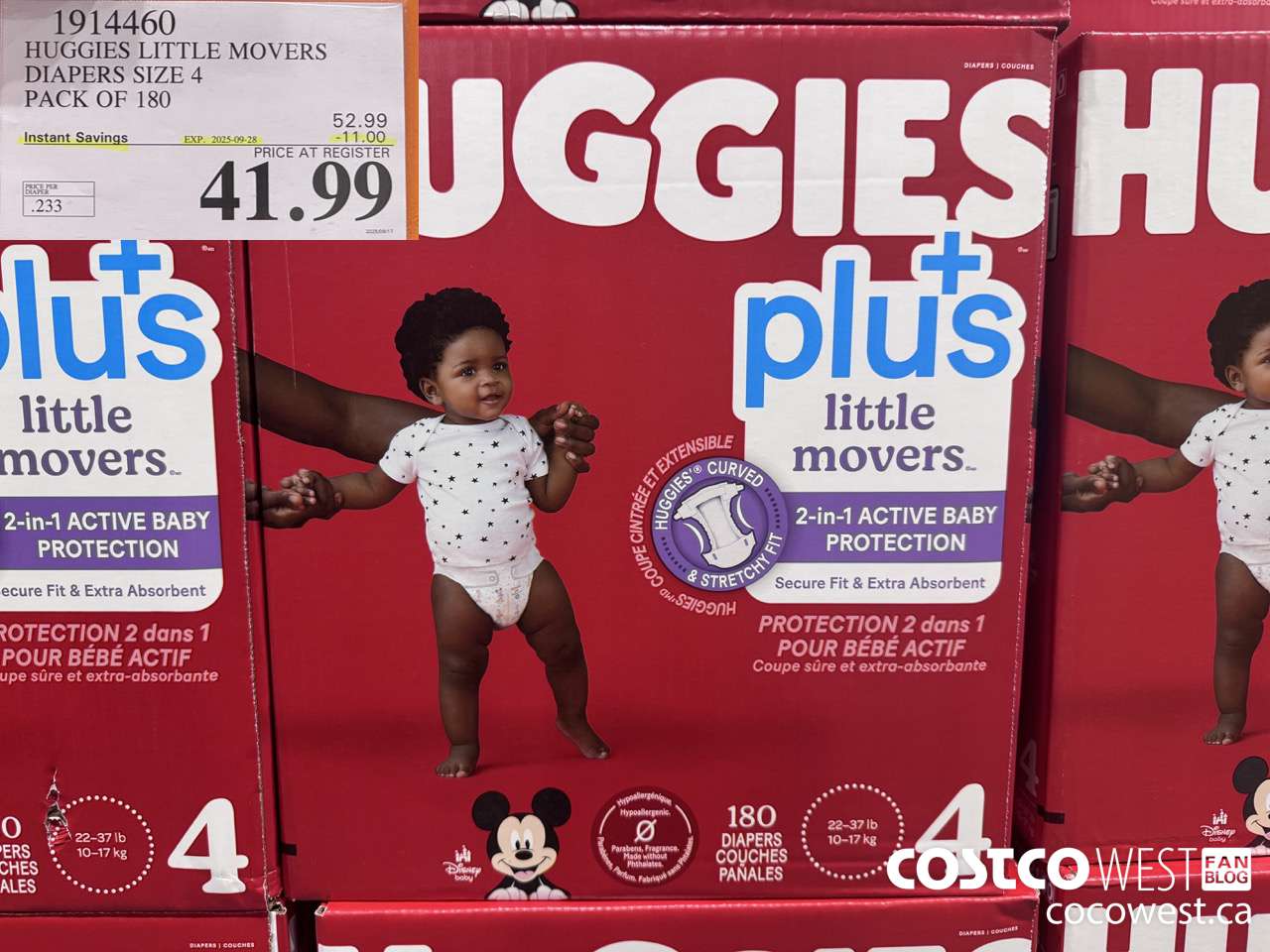 1914460 HUGGIES LITTLE MOVERS DIAPER SIZE 4 PACK OF 180 ($11.00 INSTANT SAVINGS EXPIRES ON 2025-09-28) $41.99