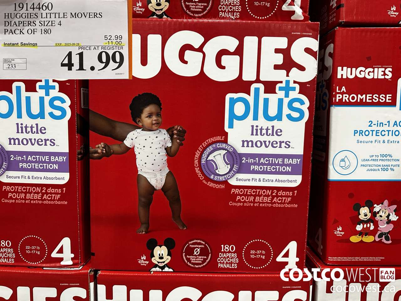 1914460 HUGGIES LITTLE MOVERS DIAPER SIZE 4 PACK OF 180 ($11.00 INSTANT SAVINGS EXPIRES ON 2025-09-28) $41.99