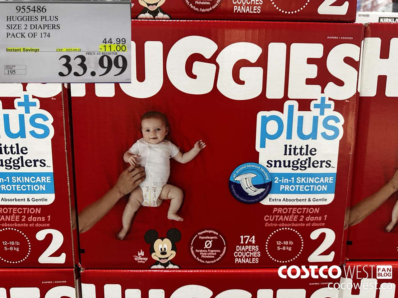 955486 HUGGIES LITTLE SNUGGLE SIZE 2 DIAPERS PACK OF 174 ($11.00 INSTANT SAVINGS EXPIRES ON 2025-09-28) $33.99