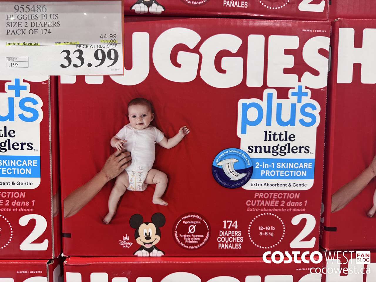 955486 HUGGIES LITTLE SNUGGLE SIZE 2 DIAPERS PACK OF 174 ($11.00 INSTANT SAVINGS EXPIRES ON 2025-09-28) $33.99