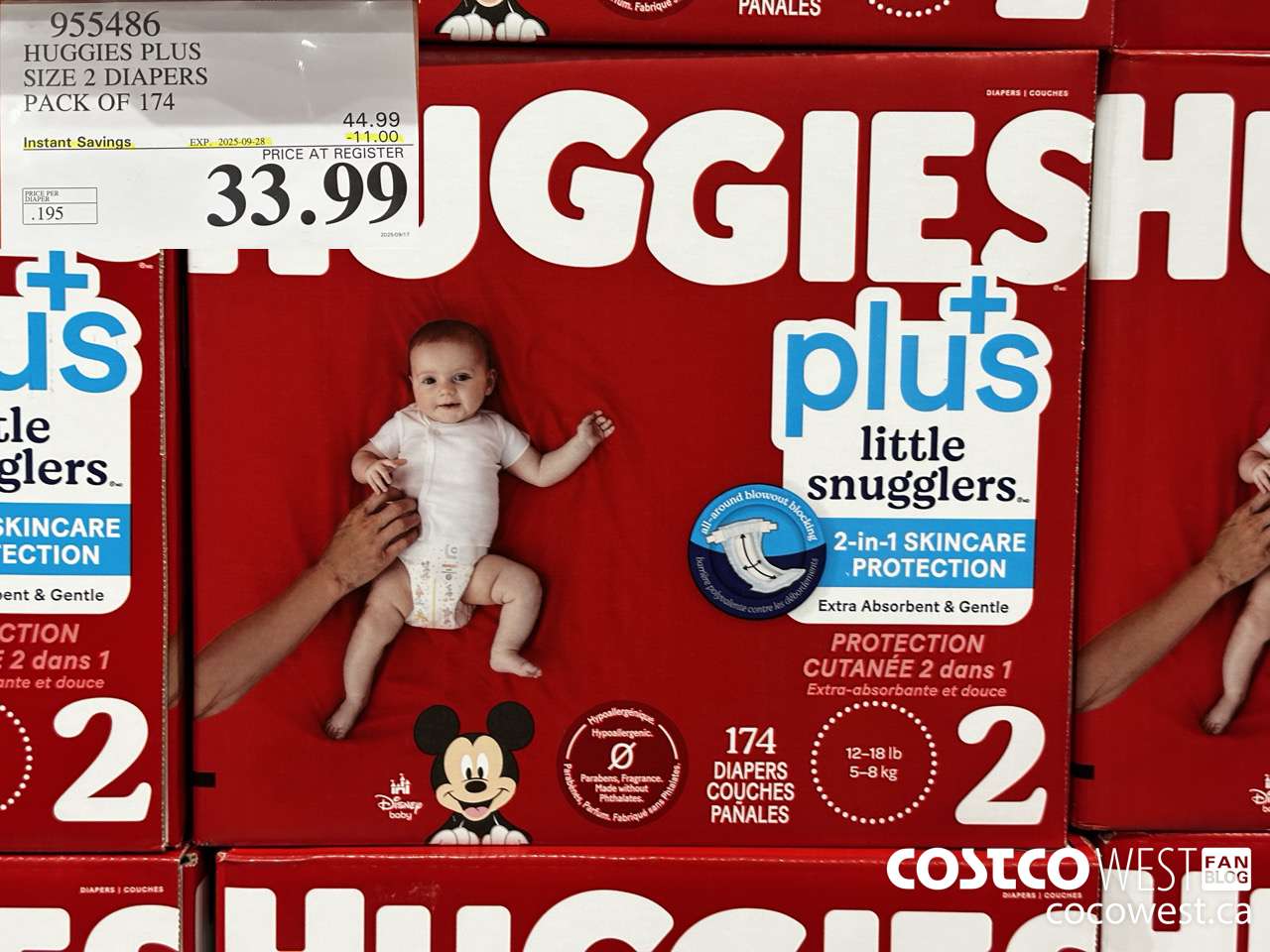 955486 HUGGIES LITTLE SNUGGLE SIZE 2 DIAPERS PACK OF 174 ($11.00 INSTANT SAVINGS EXPIRES ON 2025-09-28) $33.99