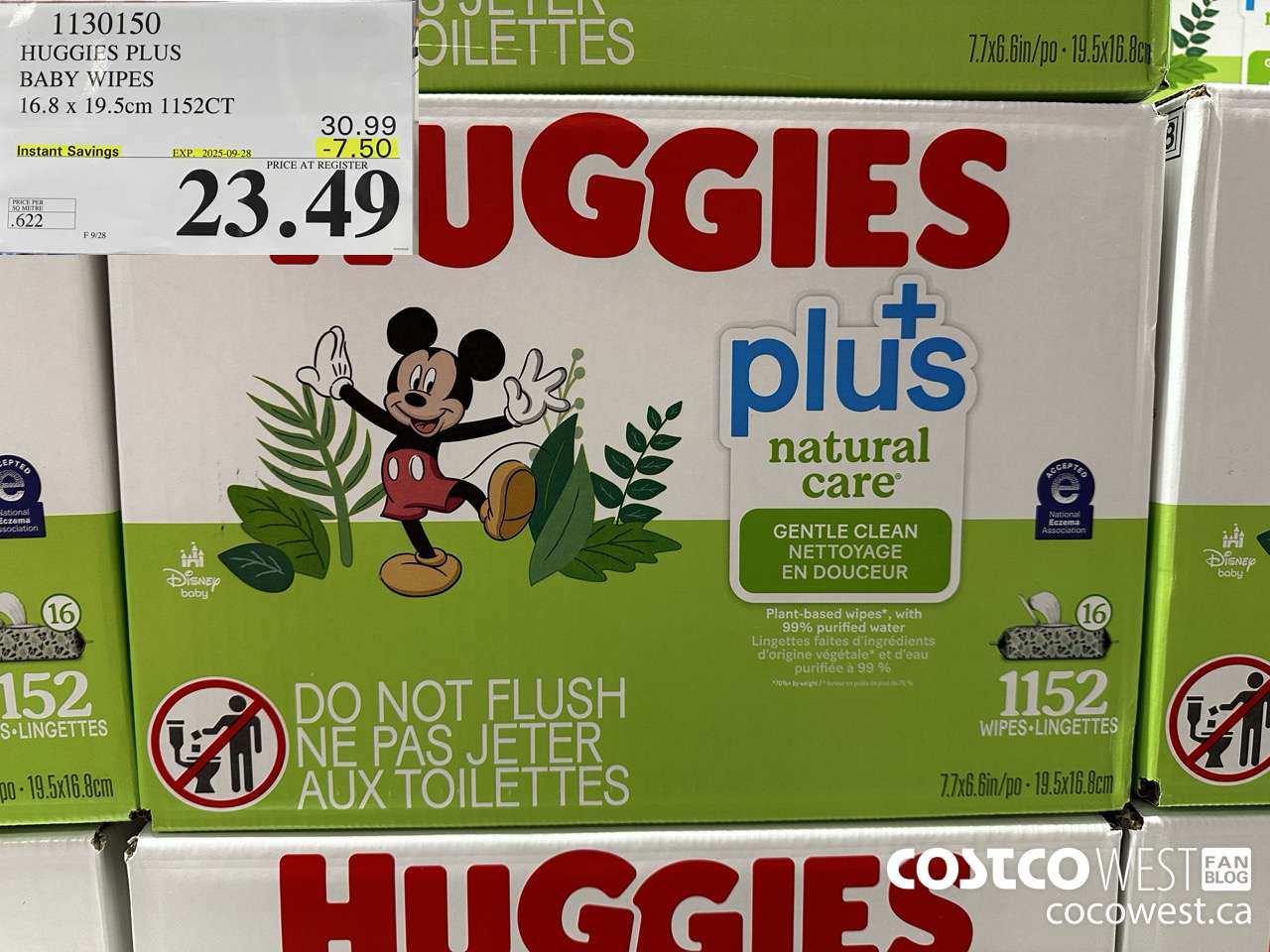 1130150 HUGGIES PLUS BABY WIPES 16.8 X 19.5 CM 1152CT ($7.50 INSTANT SAVINGS EXPIRES ON 2025-09-28) $23.49