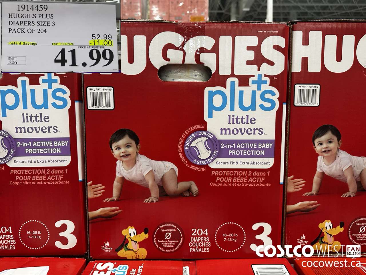 1914459 HUGGIES PLUS DIAPERS SIZE 3 PACK OF 204 ($11.00 INSTANT SAVINGS EXPIRES ON 2025-09-28) $41.99