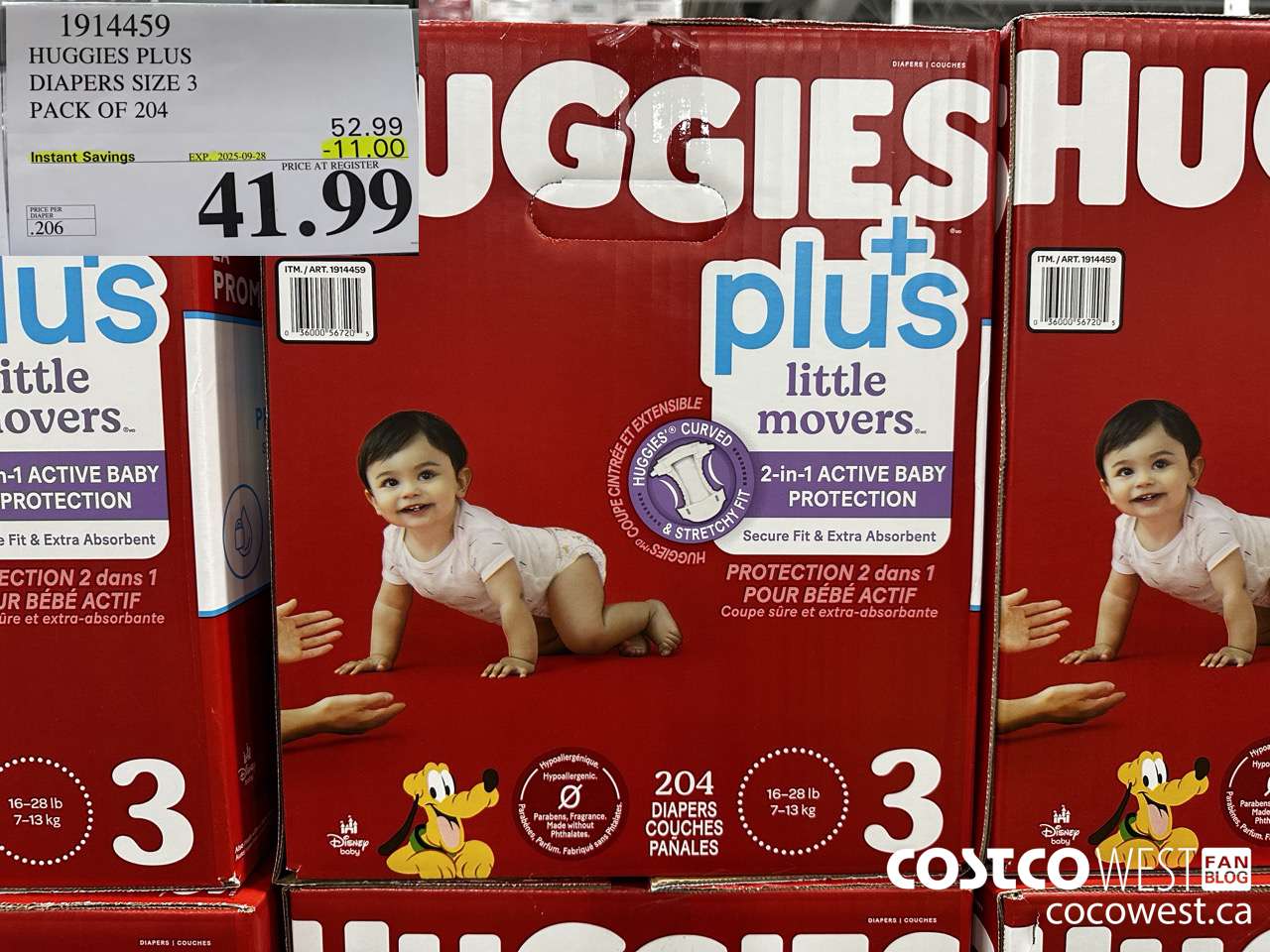 1914459 HUGGIES PLUS DIAPERS SIZE 3 PACK OF 204 ($11.00 INSTANT SAVINGS EXPIRES ON 2025-09-28) $41.99
