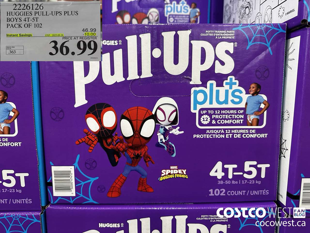 2226126 HUGGIES PULL-UPS PLUS BOYS 4T-5T PACK OF 102 ($10.00 INSTANT SAVINGS EXPIRES ON 2025-09-28) $36.99