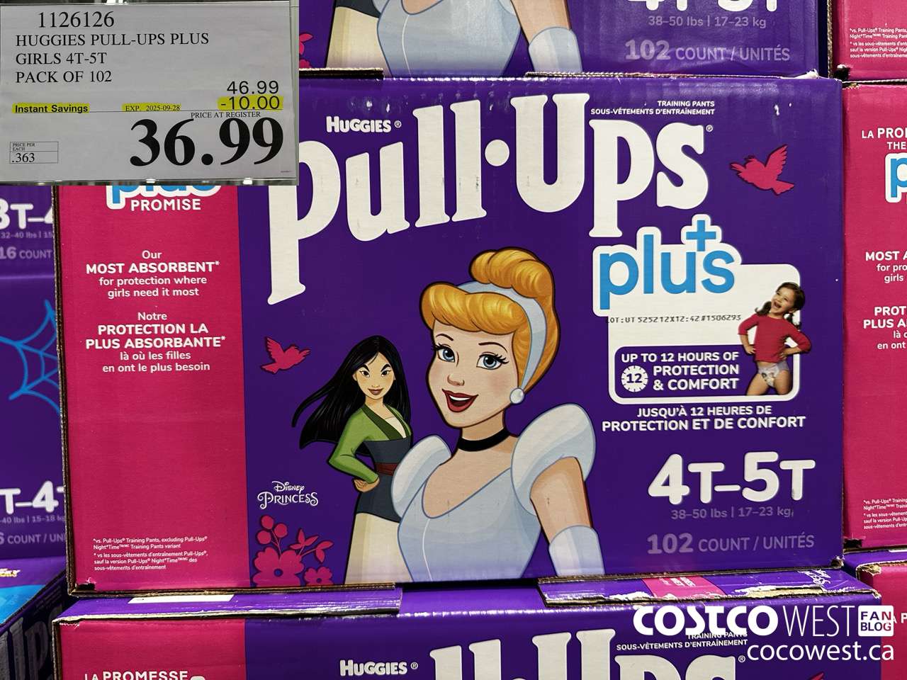 1126126 HUGGIES PULL-UPS PLUS GIRLS 4T-5T PACK OF 102 ($10.00 INSTANT SAVINGS EXPIRES ON 2025-09-28) $36.99