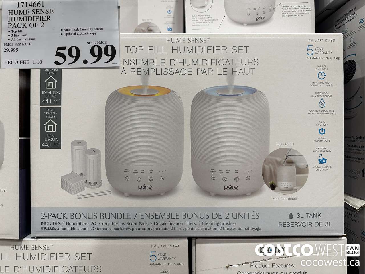 1714661 HUME SENSE HUMIDIFIER PACK OF 2 $59.99