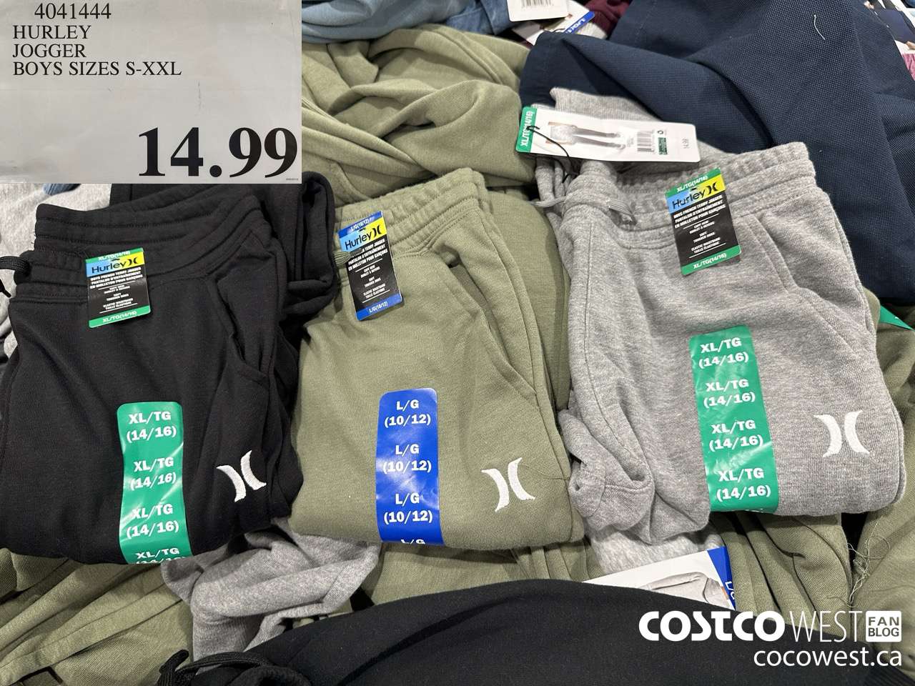 4041444 HURLEY JOGGER BOYS SIZES S-XXL  $14.99