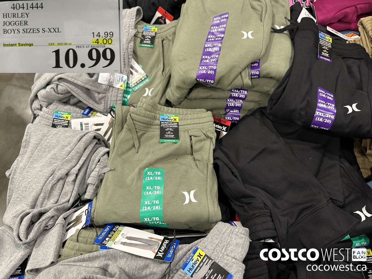 4041444 HURLEY JOGGER BOYS SIZES S-XXL  ($4.00 INSTANT SAVINGS EXPIRES ON 2025-09-14) $10.99