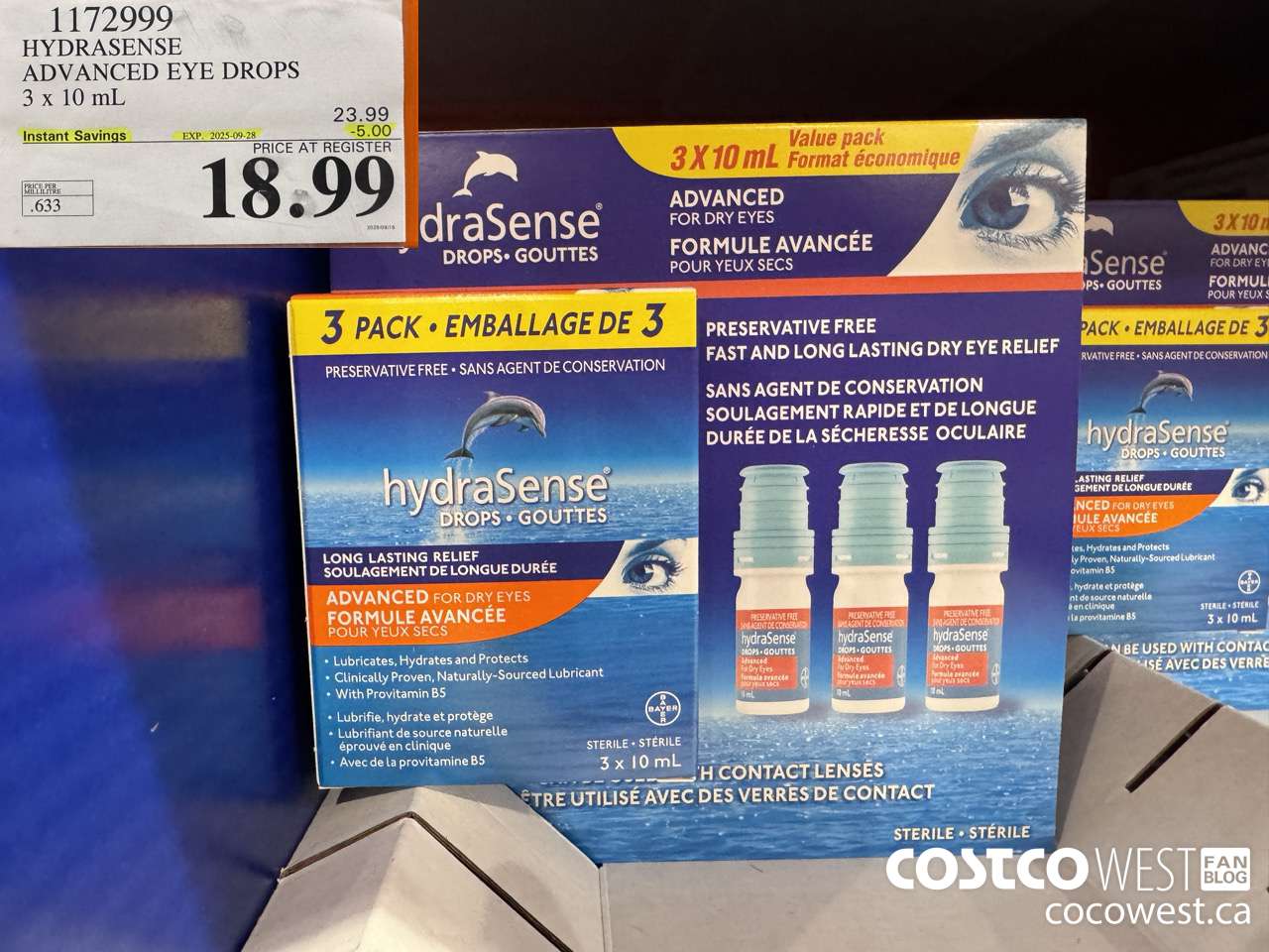 1172999 HYDRASENSE ADVANCED 3 x 10ML ($5.00 INSTANT SAVINGS EXPIRES ON 2025-09-28) $18.99