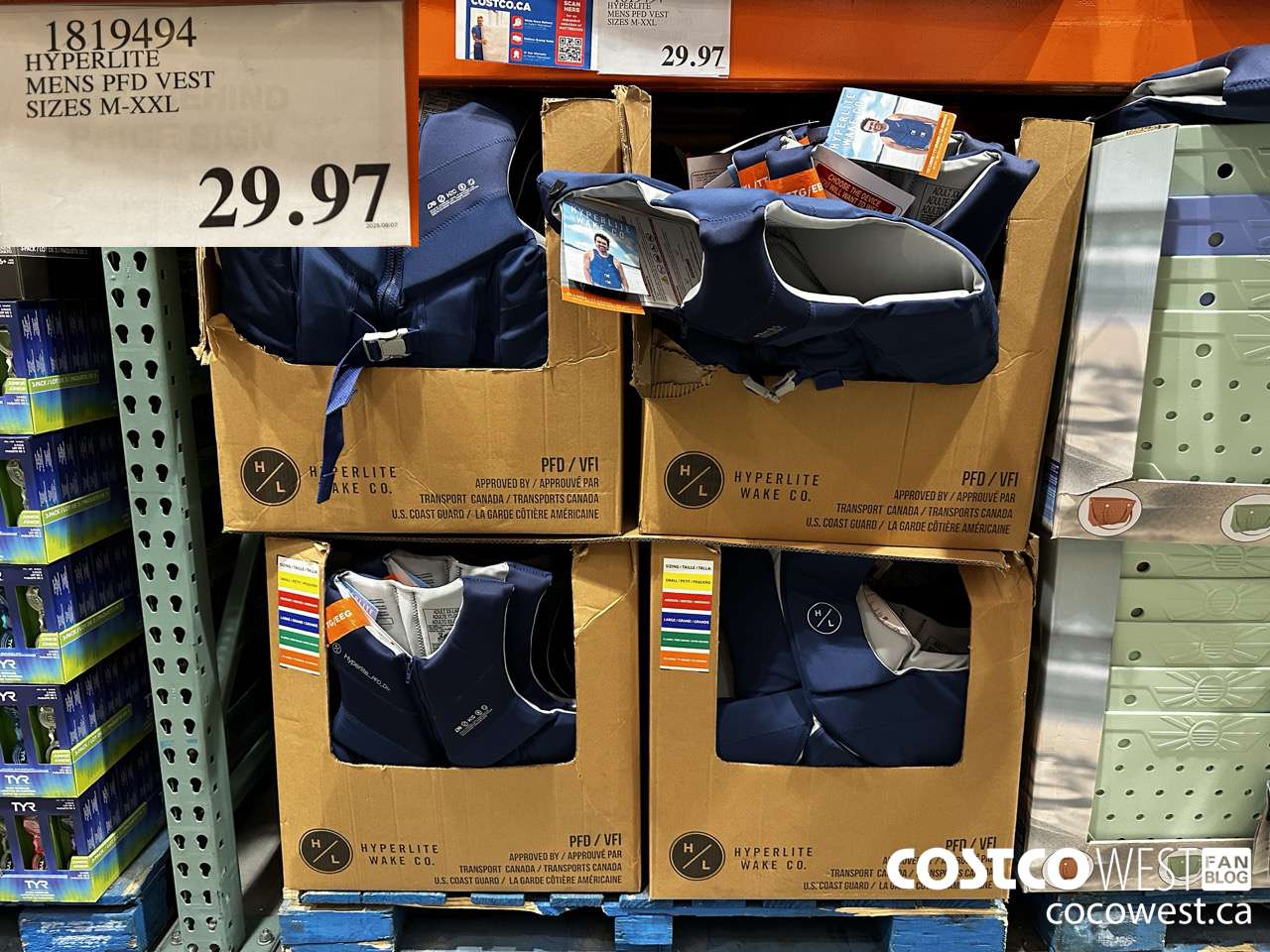 1819494 HYPERLITE MENS PFD VEST SIZES M-XXL $29.97