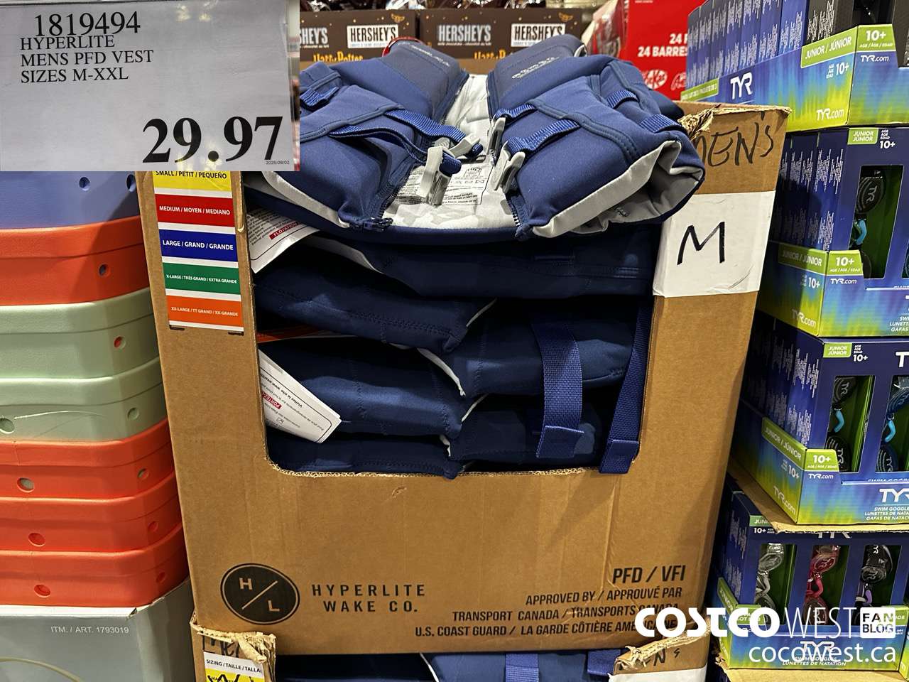 1819494 HYPERLITE MENS PFD VEST SIZES M-XXL $29.97