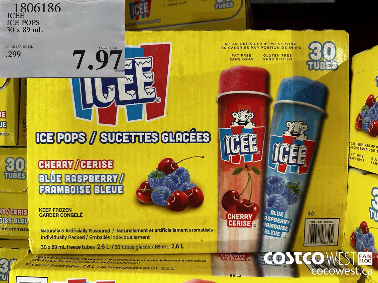 1806186 ICEE ICE POPS 30 X 89ML $7.97