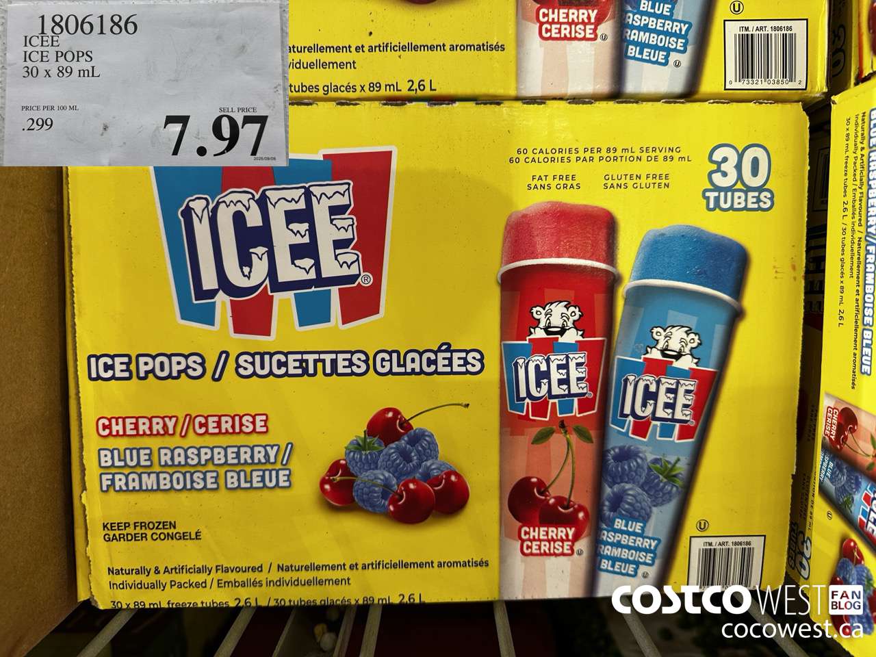1806186 ICEE ICE POPS 30 X 89ML $7.97