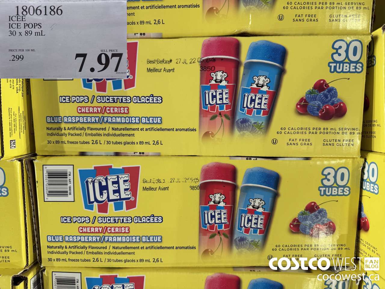 1806186 ICEE ICE POPS 30 X 89ML $7.97