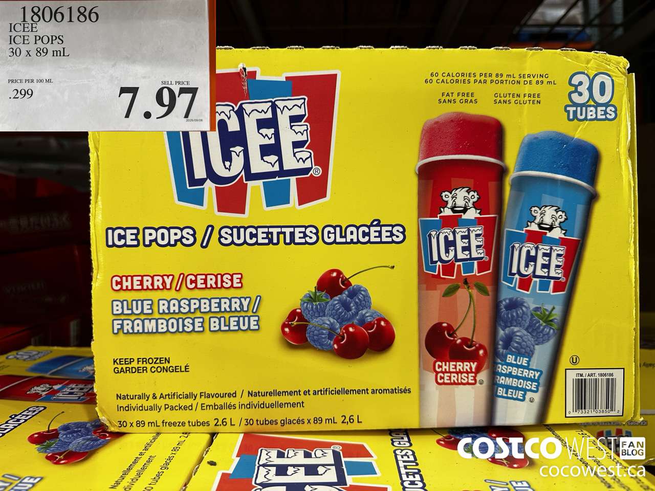 1806186 ICEE ICE POPS 30 X 89ML $7.97