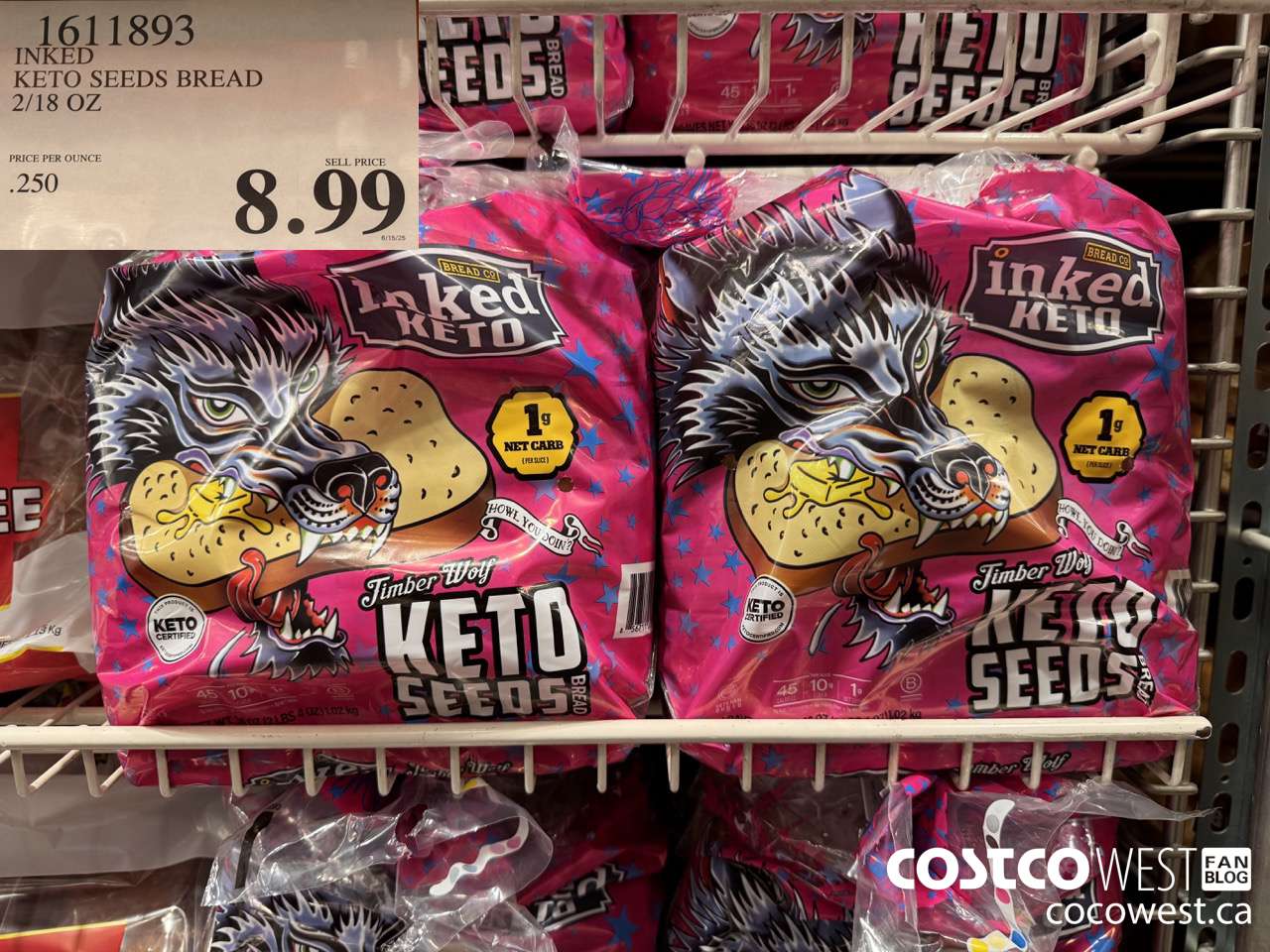 1611893 INKED KETO SEEDS BREAD 2/18 OZ $8.99