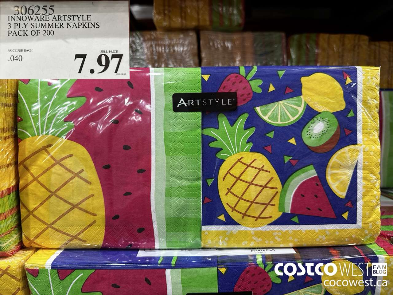 306255 INNOWARE ARTSTYLE 3 PLY SUMMER NAPKINS PACK OF 200 $7.97