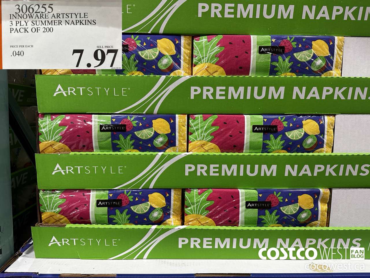 306255 INNOWARE ARTSTYLE 3 PLY SUMMER NAPKINS PACK OF 200 $7.97