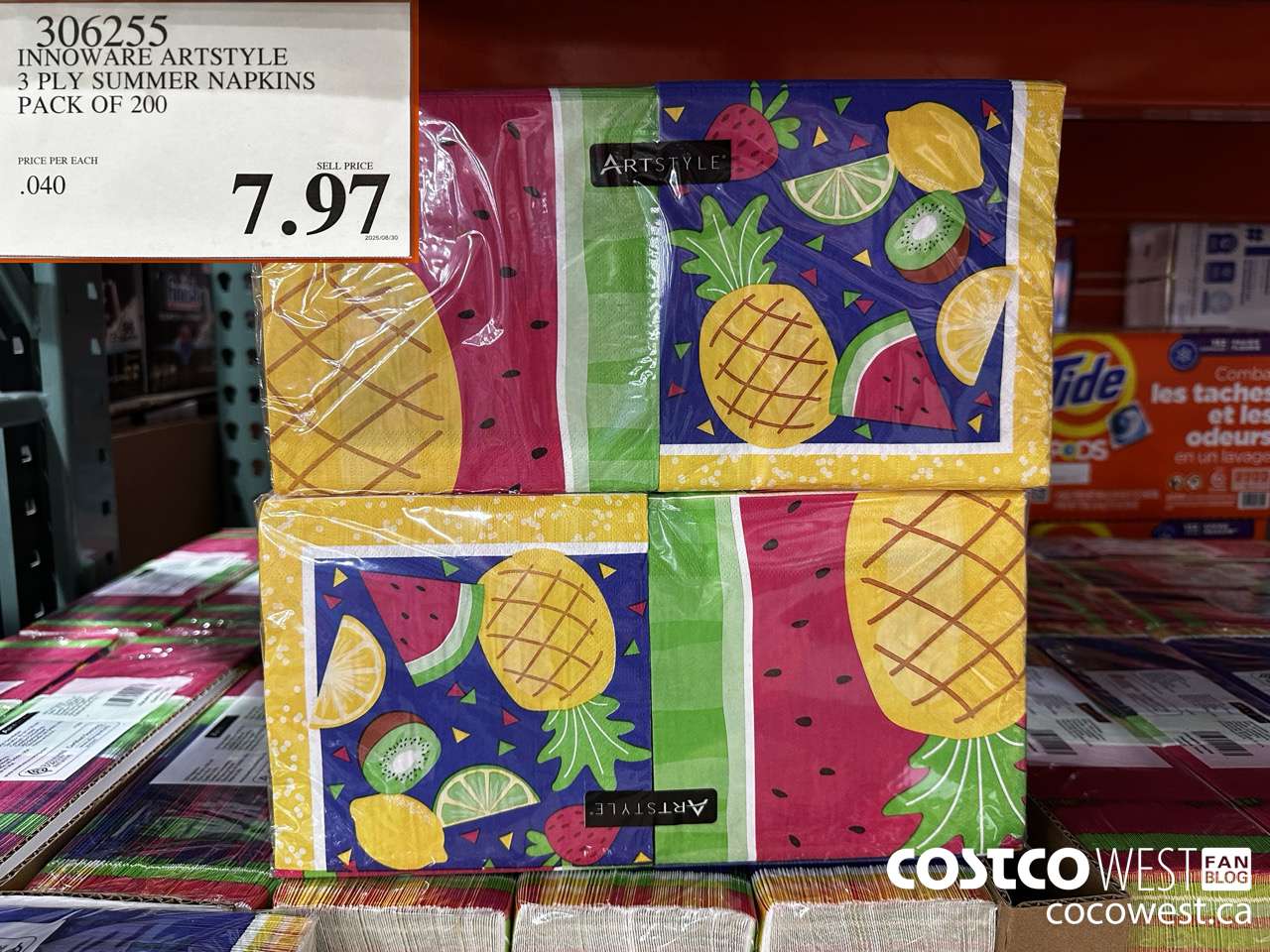 306255 INNOWARE ARTSTYLE 3 PLY SUMMER NAPKINS PACK OF 200 $7.97