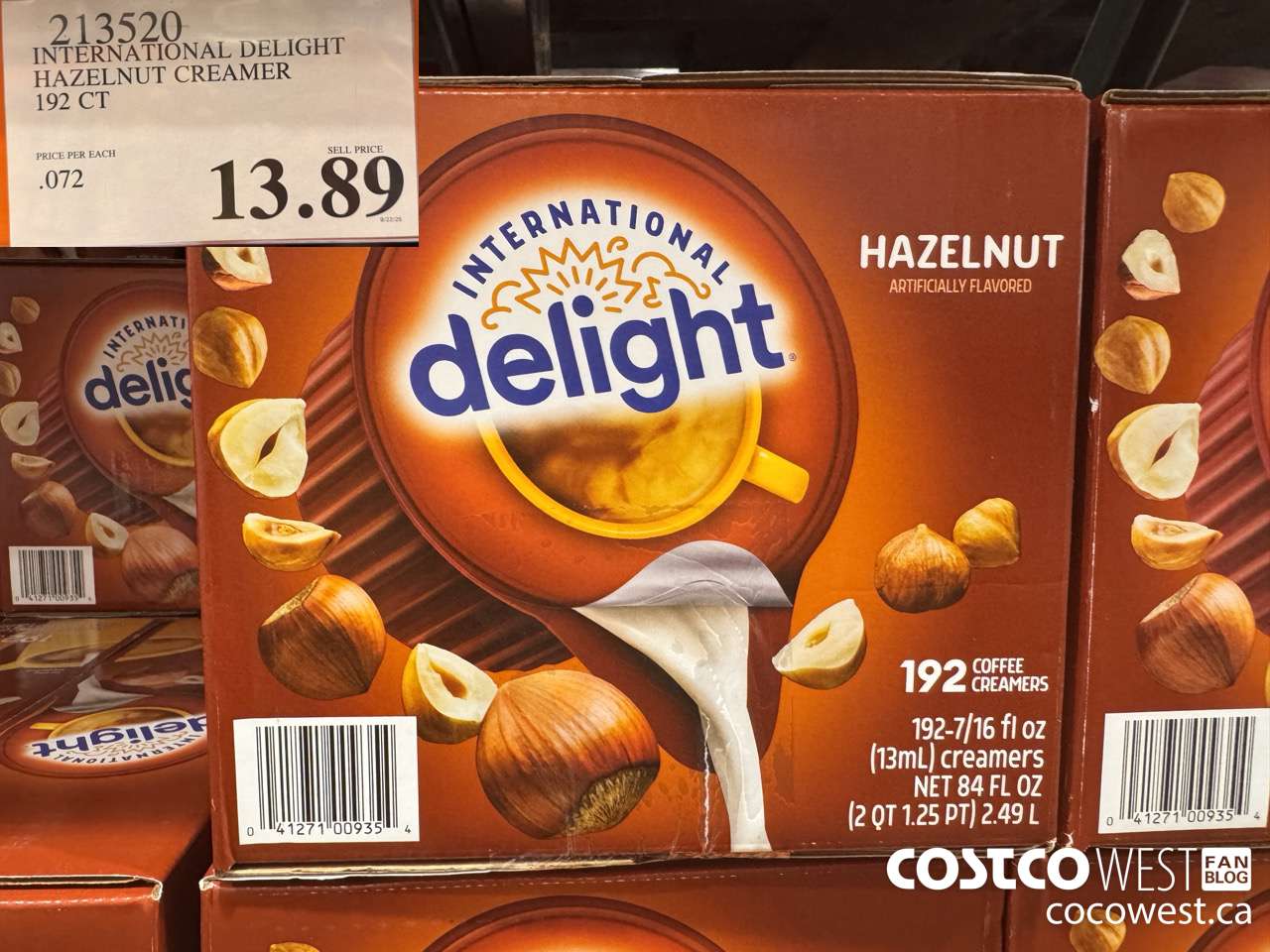 213520 INTERNATIONAL DELIGHT HAZELNUT CREAMER 192 CT $13.89