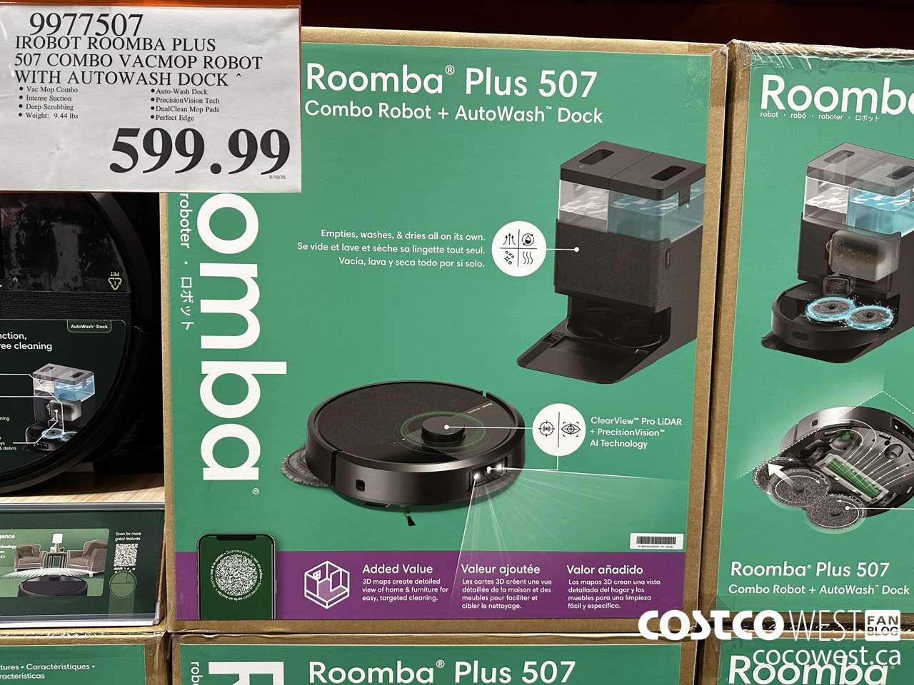 9977507 IROBOT ROMBA PLUS 507 COMBO VACMOP ROBOT WITH AUTOWASH DOCK $599.99