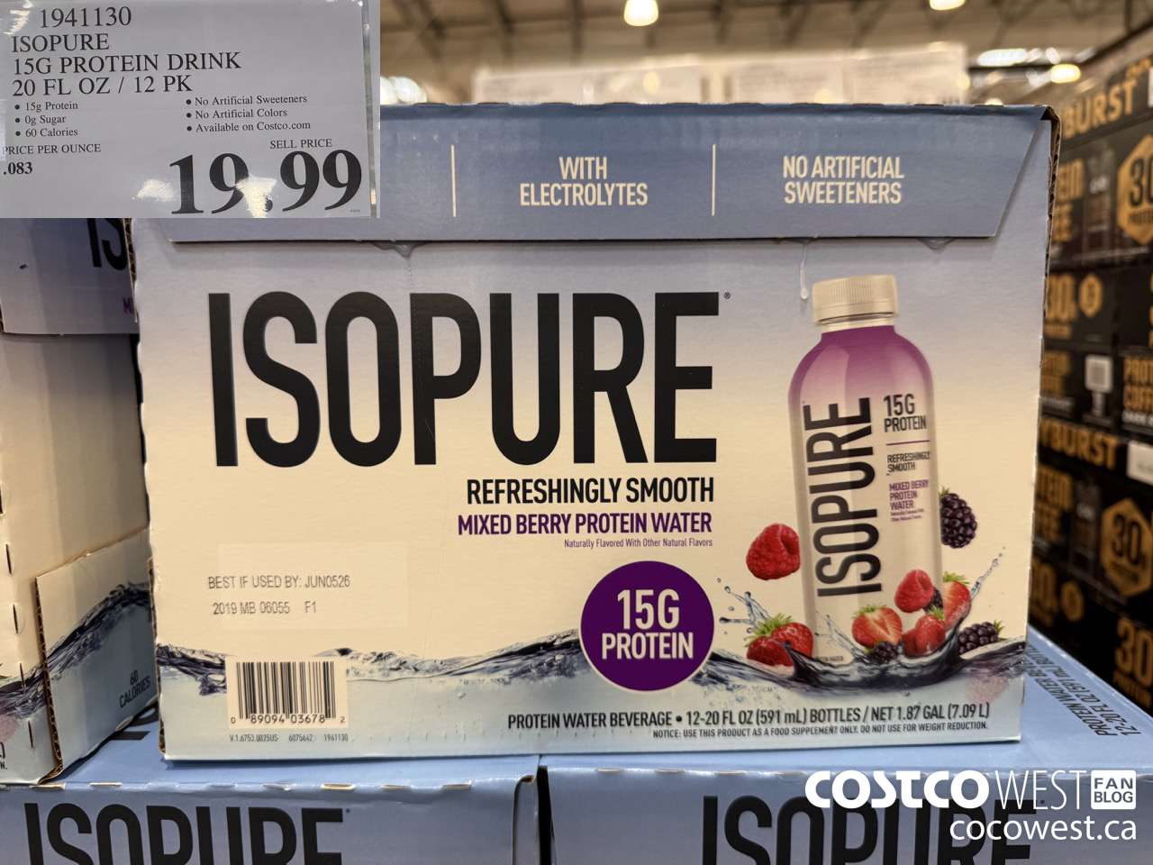 1941130 ISOPURE 15G PROTEIN DRINK 20 FL OZ/ 12 PK $19.99
