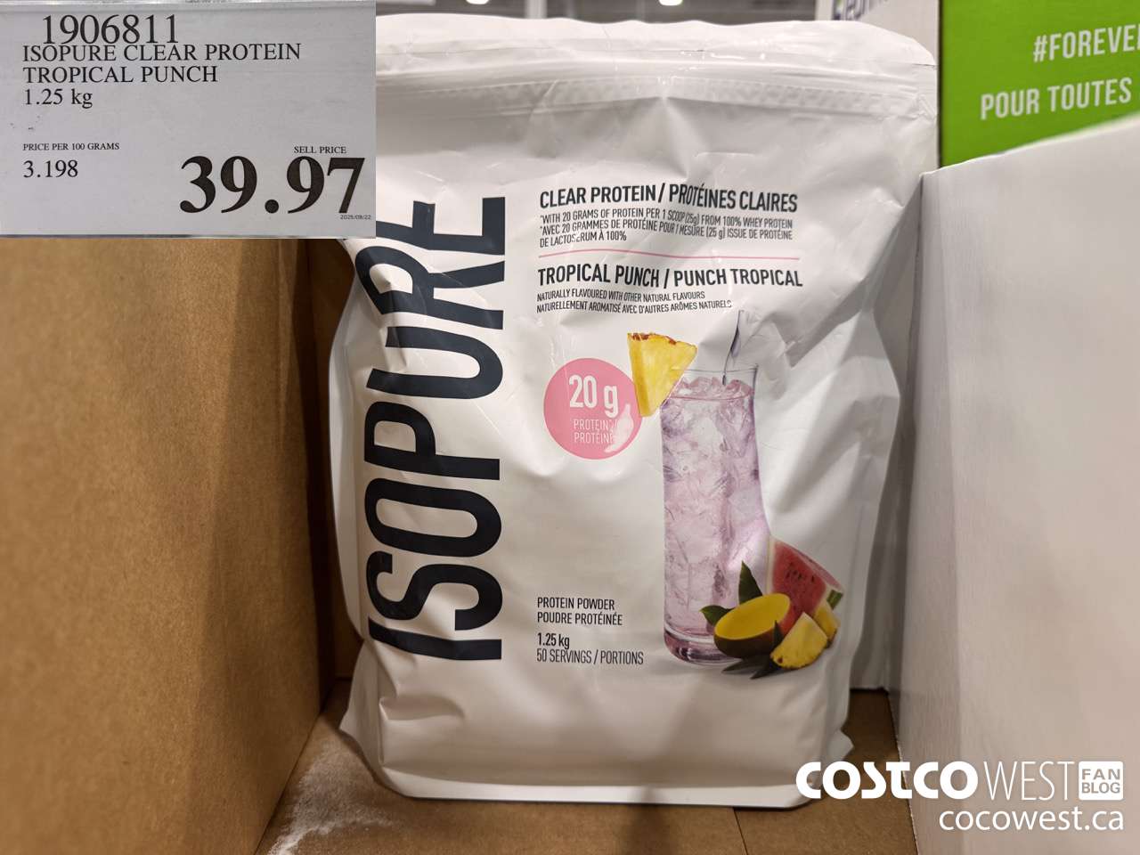 1906811 ISOPURE CLEAR PROTEIN TROPICAL PUNCH 1.25KG $39.97