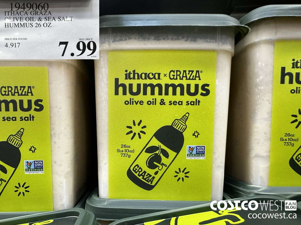 1949060 ITHACA GRAZA OLIVE OIL & SEA SALT HUMMUS 26 OZ $7.99
