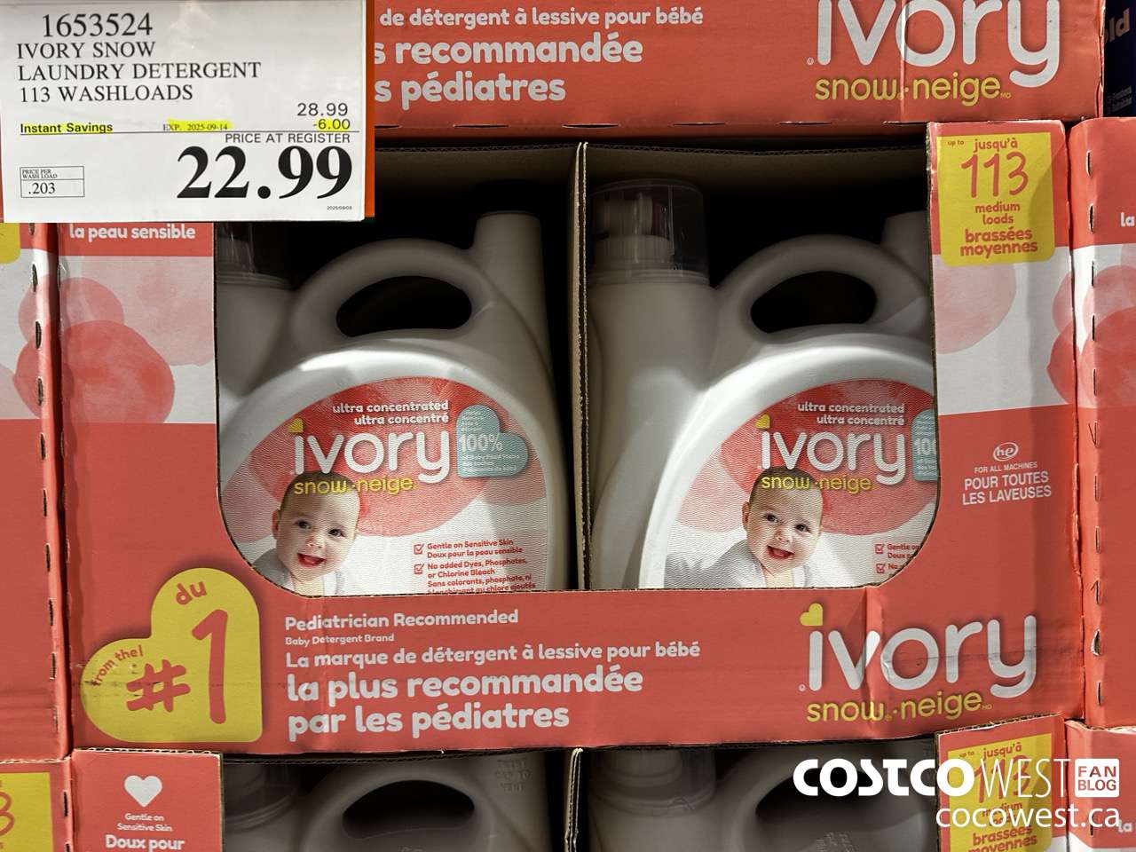 1653524 IVORY SNOW LAUNDRY DETERGENT 113 WASHLOADS ($6.00 INSTANT SAVINGS EXPIRES ON 2025-09-14) $22.99