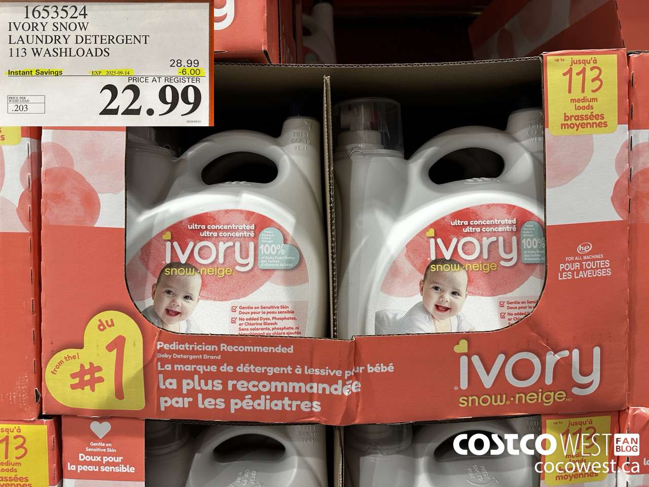 1653524 IVORY SNOW LAUNDRY DETERGENT 113 WASHLOADS ($6.00 INSTANT SAVINGS EXPIRES ON 2025-09-14) $22.99