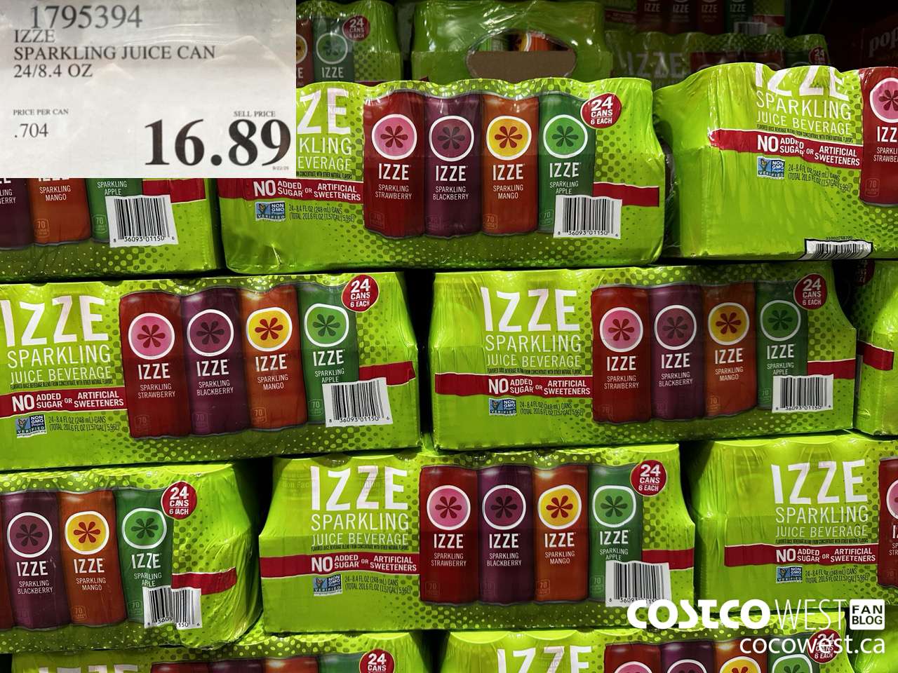 1795394 IZZE SPARKLING JUICE CAN 24/8.4 OZ $16.89