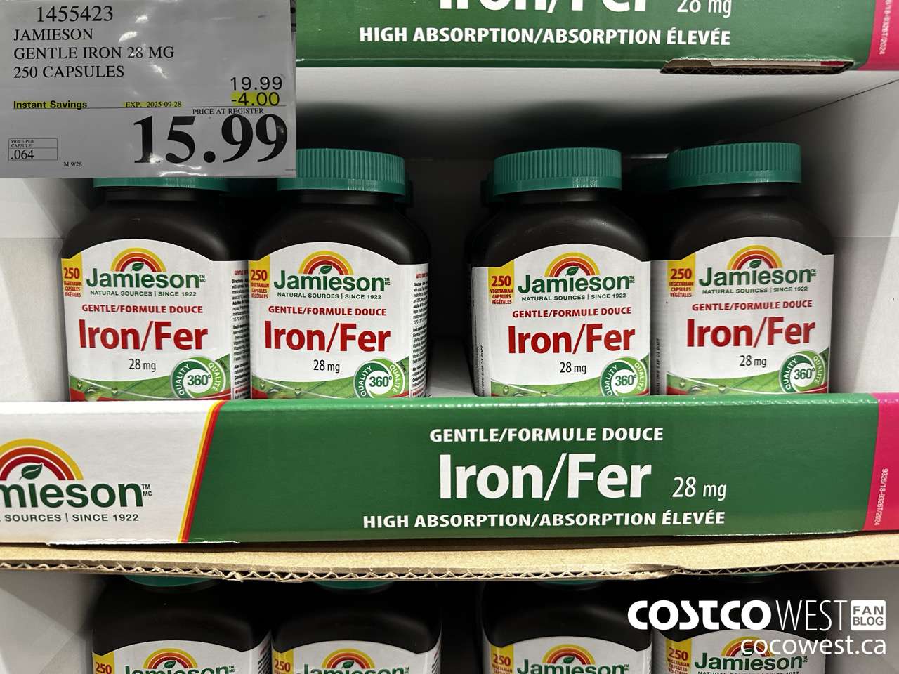 1455423 JAMIESON GENTLE IRON PLUS 28MG 250 CAPSULES ($4.00 INSTANT SAVINGS EXPIRES ON 2025-09-28) $15.99