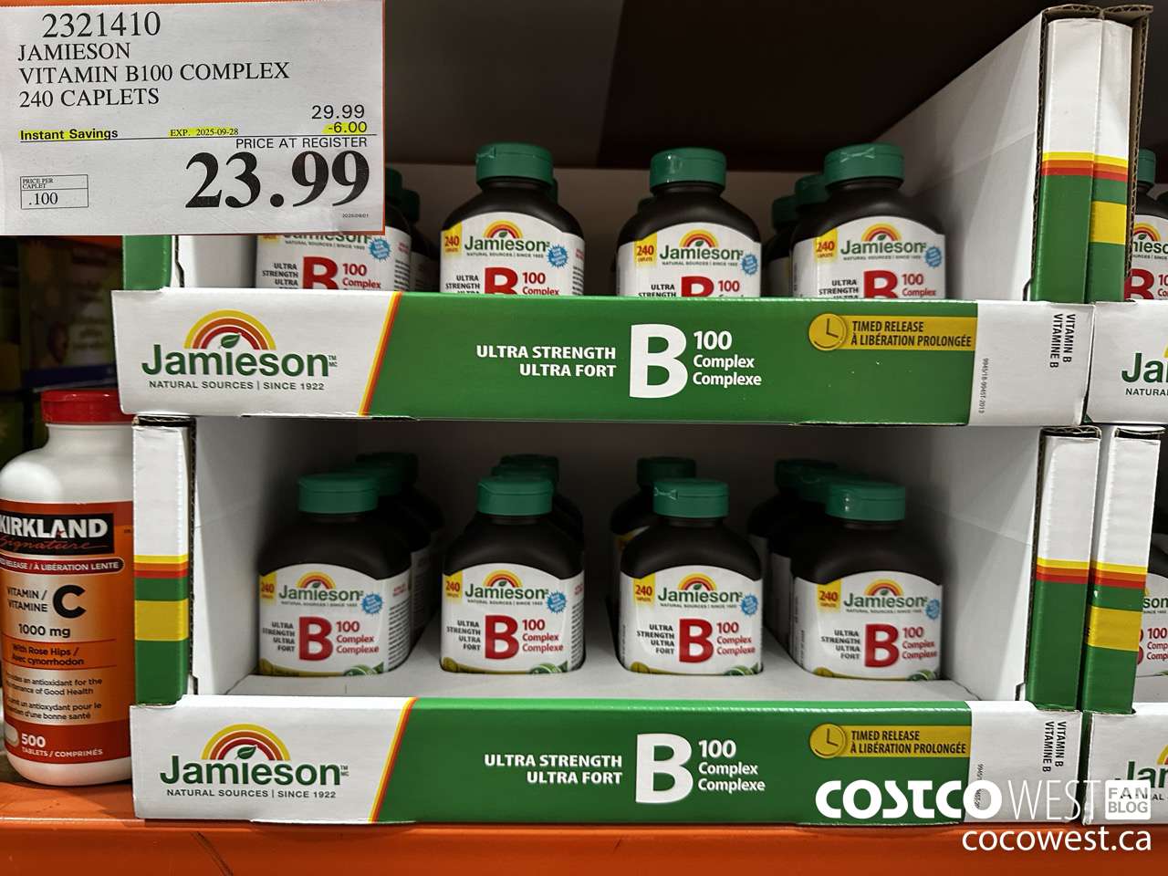 2321410 JAMIESON VITAMIN B100 COMPLEX 240 CAPLETS ($6.00 INSTANT SAVINGS EXPIRES ON 2025-09-28) $23.99