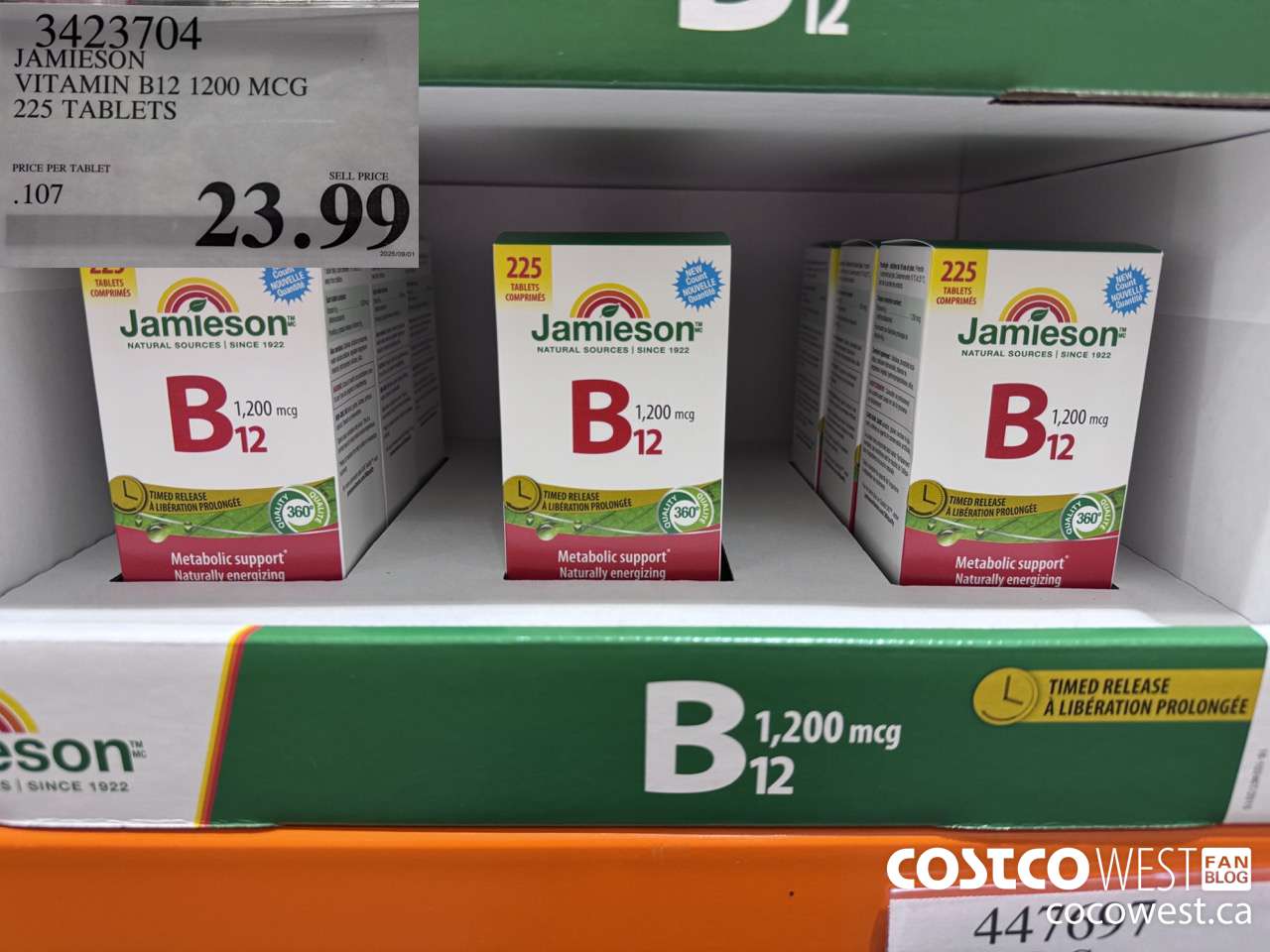 3423704 JAMIESON VITAMIN B12 1200 MCG 225 TABLETS $23.99