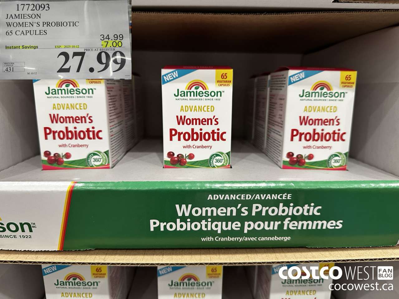 1772093 JAMIESON WOMEN'S PROBIOTIC ADVANCED - 65 CAPS ($7.00 INSTANT SAVINGS EXPIRES ON 2025-10-12) $27.99