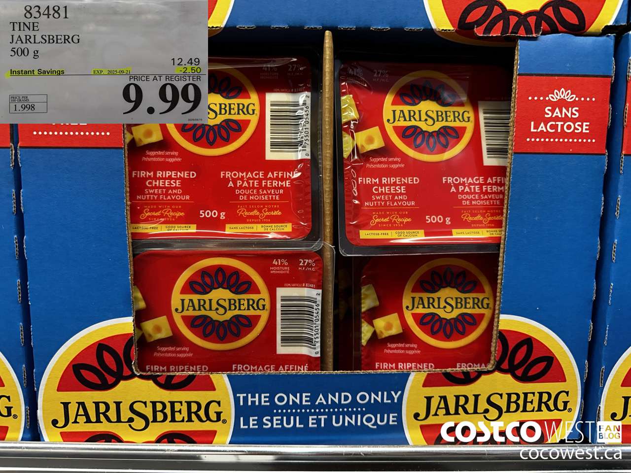 83481 JARLSBERG 500G ($2.50 INSTANT SAVINGS EXPIRES ON 2025-09-21) $9.99