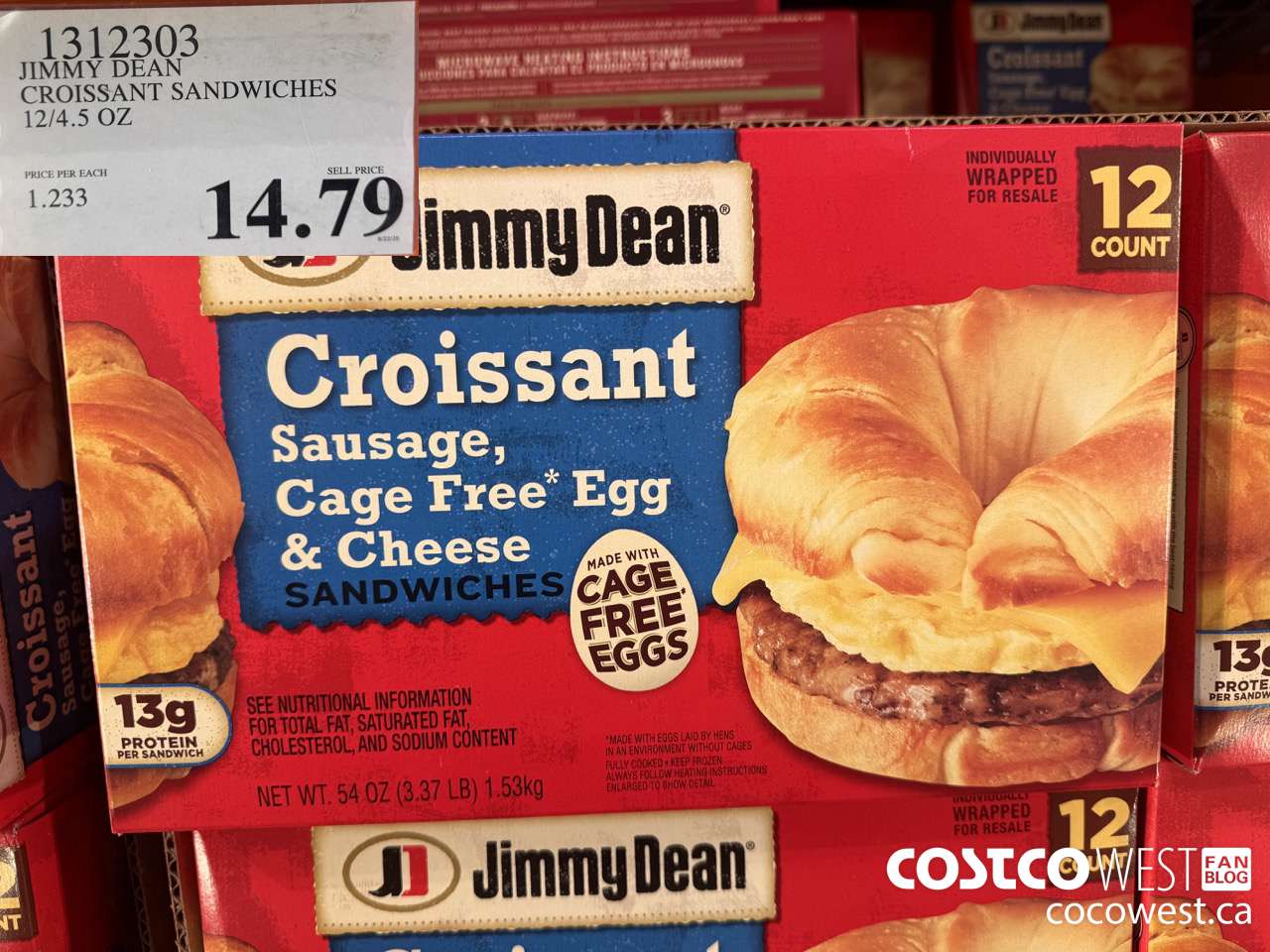 1312303 JIMMY DEAN CROISSANT SANDWICHES 12/4.5 OZ  $14.79