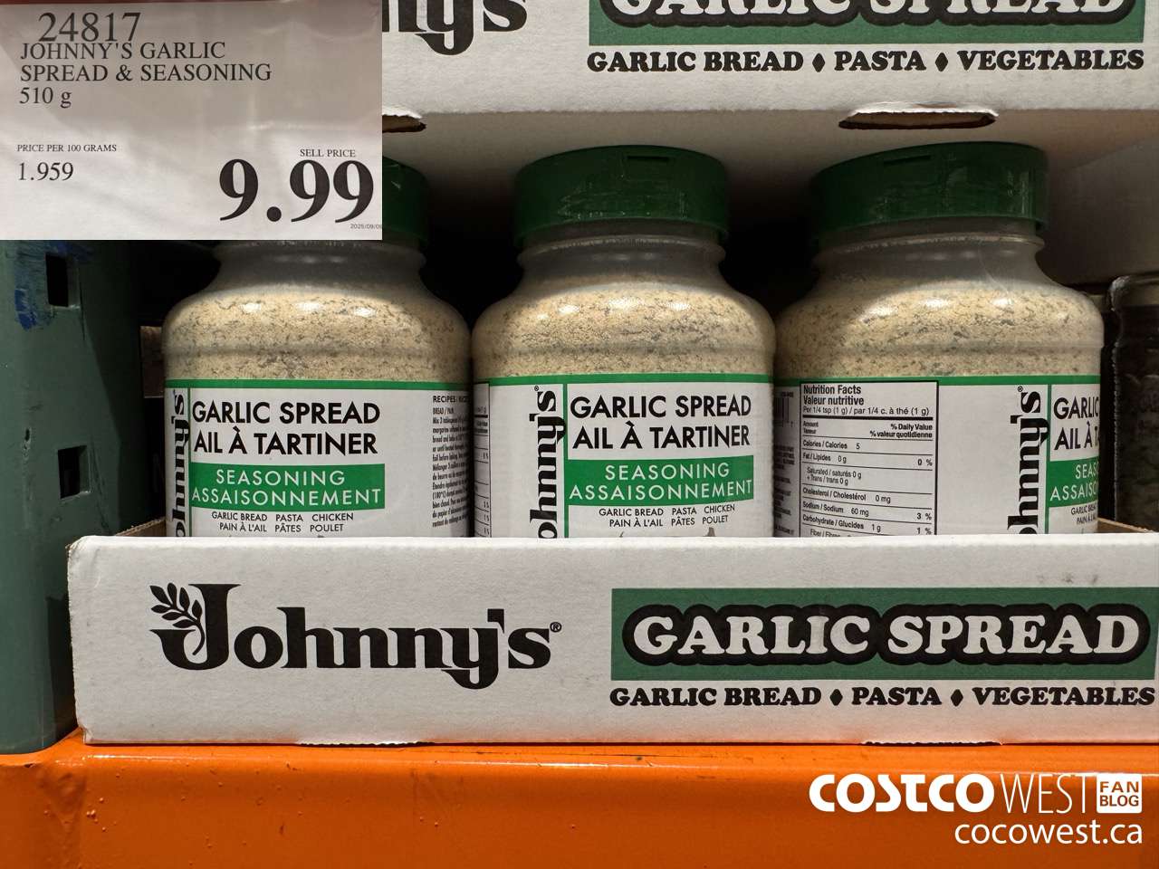 24817 JOHNNY'S GARLIC SPREAD 510 g $9.99