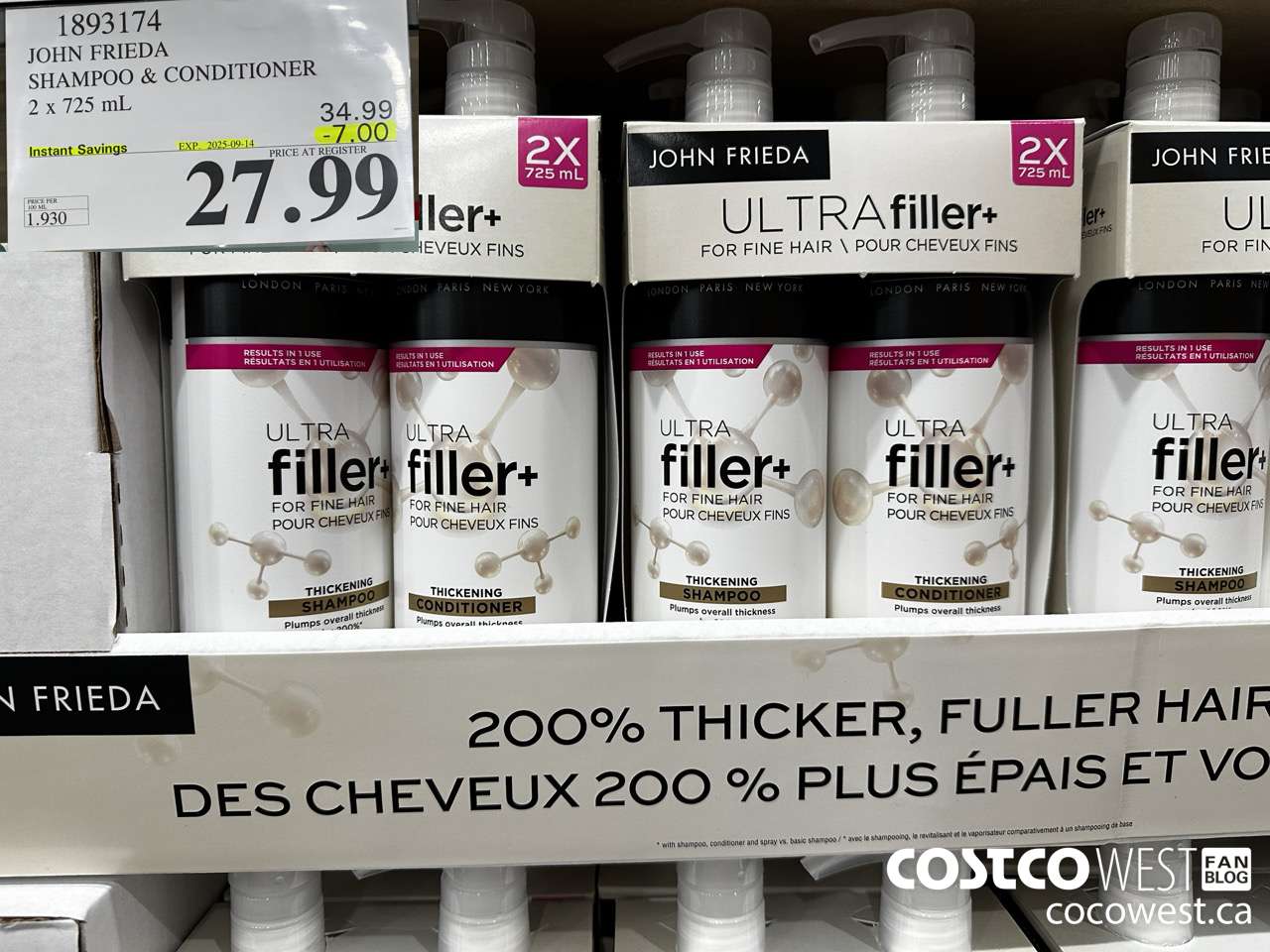 1893174 JOHN FRIEDA SHAMPOO & CONDITIONER 2 X 725ML ($7.00 INSTANT SAVINGS EXPIRES ON 2025-09-14) $27.99